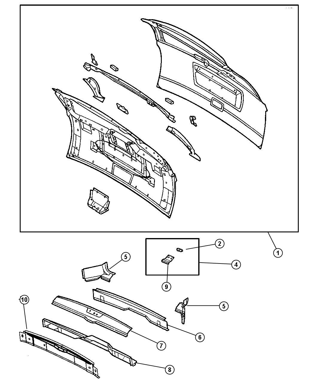 Diagram Liftgate Panel. for your Chrysler Town & Country  