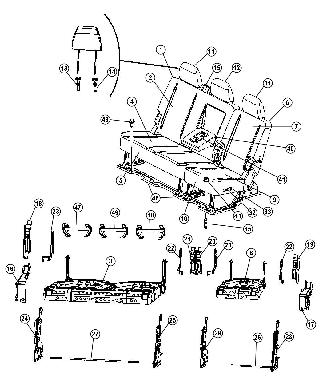 Diagram Rear 60/40 Mega Cab. for your 2013 Dodge