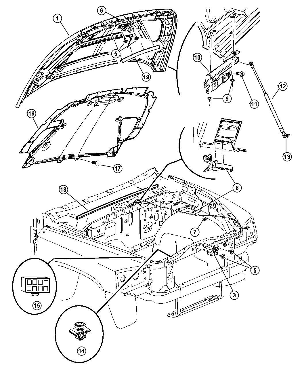 Diagram Hood and Release. for your 2000 Chrysler 300  M 