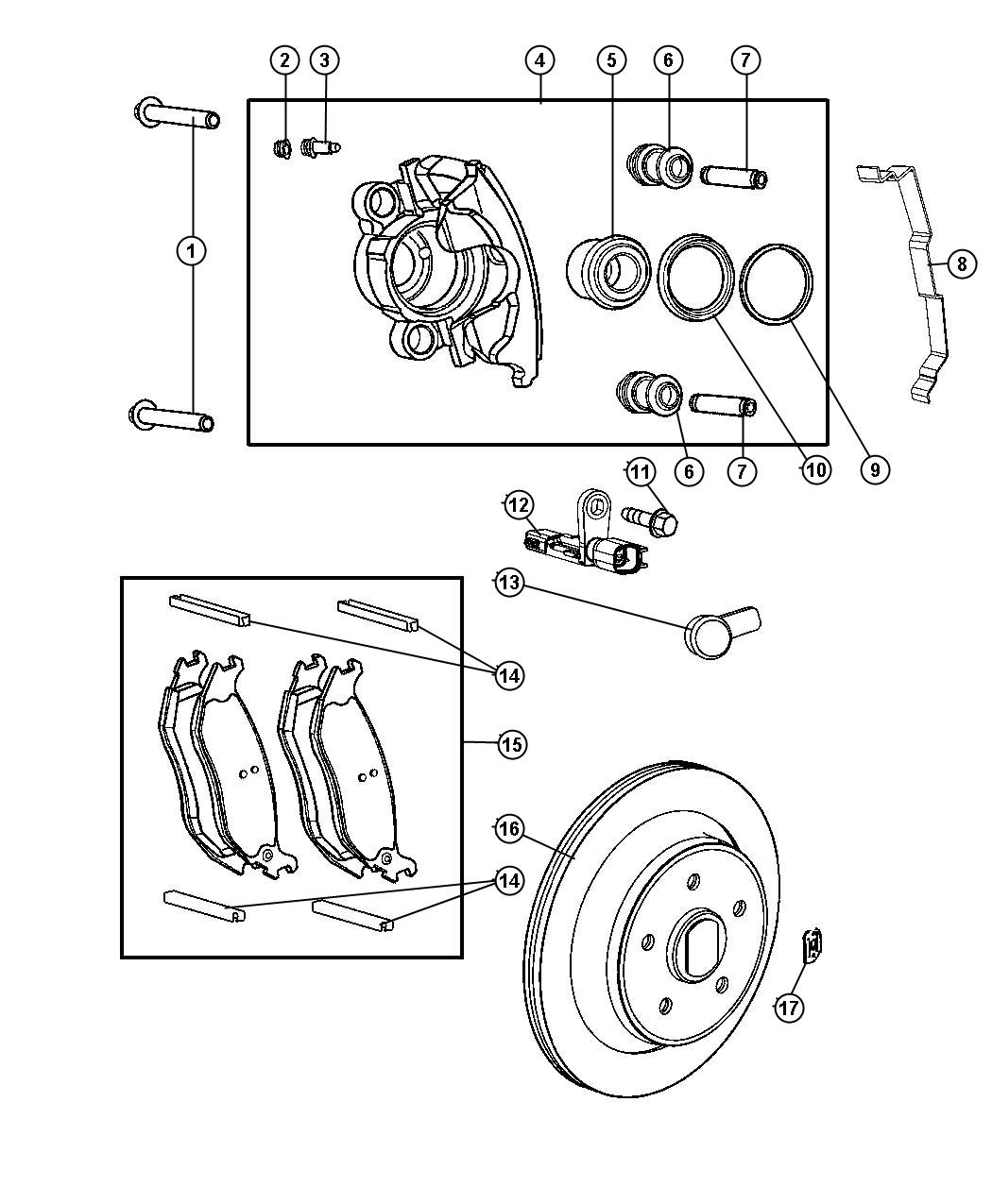 Diagram Brakes,Rear,Disc. for your Jeep