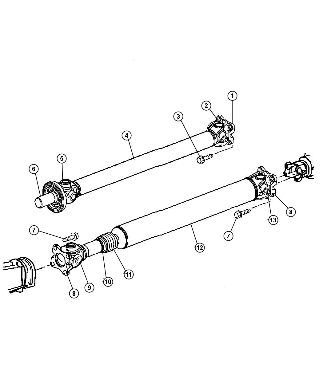 Diagram Propeller Shaft,2 Wheel Drive. for your 2006 Jeep Liberty   