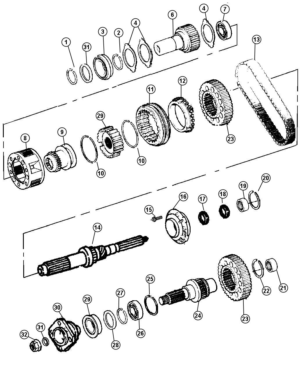 Diagram Gear Train NVG 241 [COMMAND-TRAC HD PART TIME 4WD SYSTEM] Manual Shift On The Fly. for your Jeep