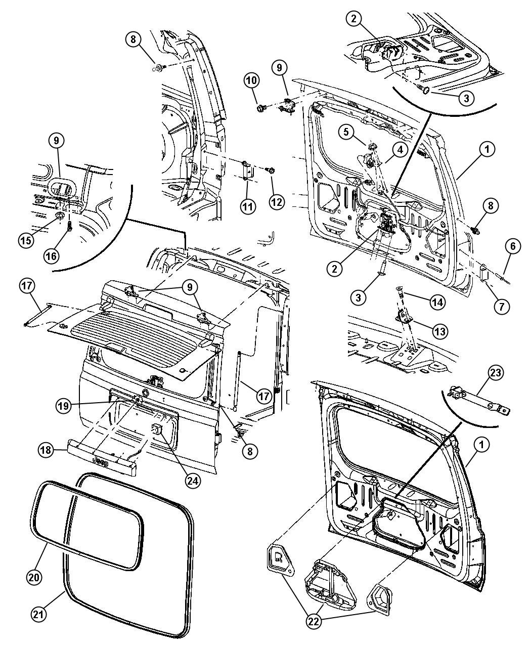 Diagram Liftgate, Latch and Hinges. for your Chrysler 300  M