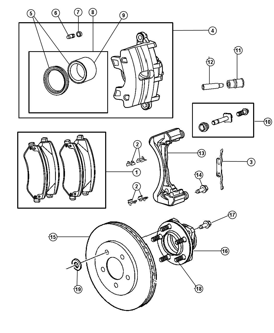 Diagram Brakes, Front. for your Dodge Grand Caravan  