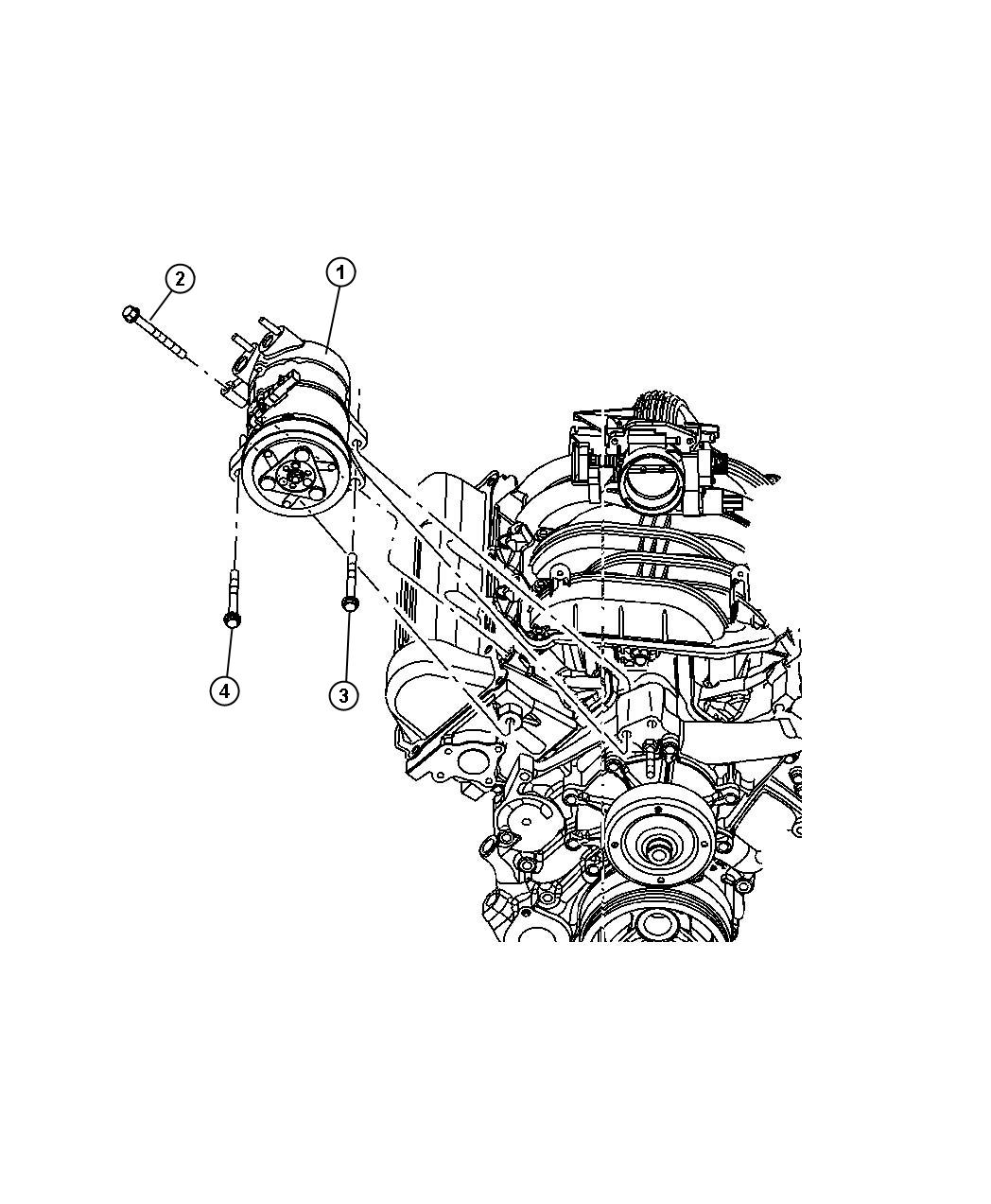 Diagram Compressor Mounting, 3.7L Engine. for your 2004 Chrysler 300  M 