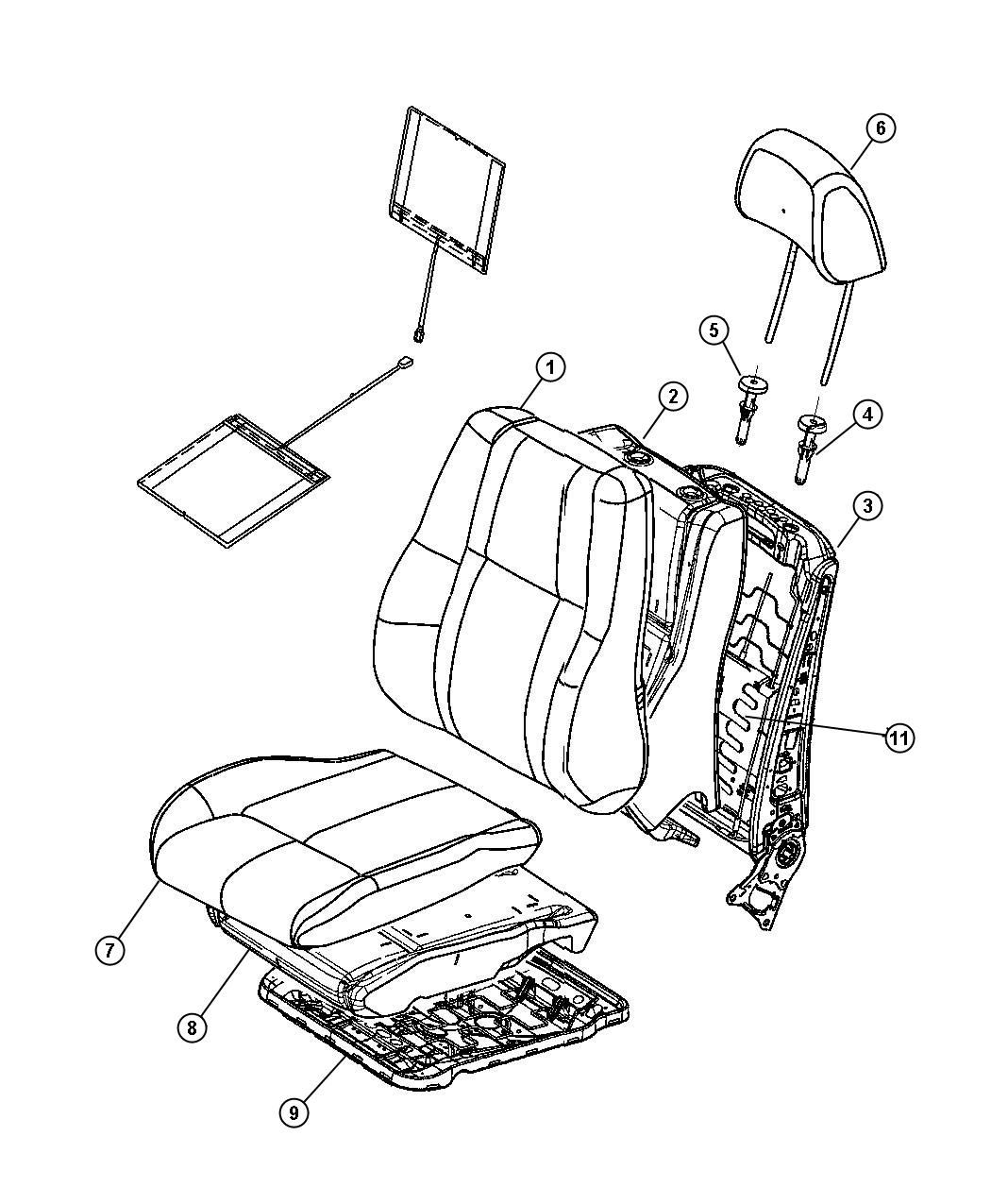 Diagram Front Seat, Leather, Trim Code [AL]. for your Jeep