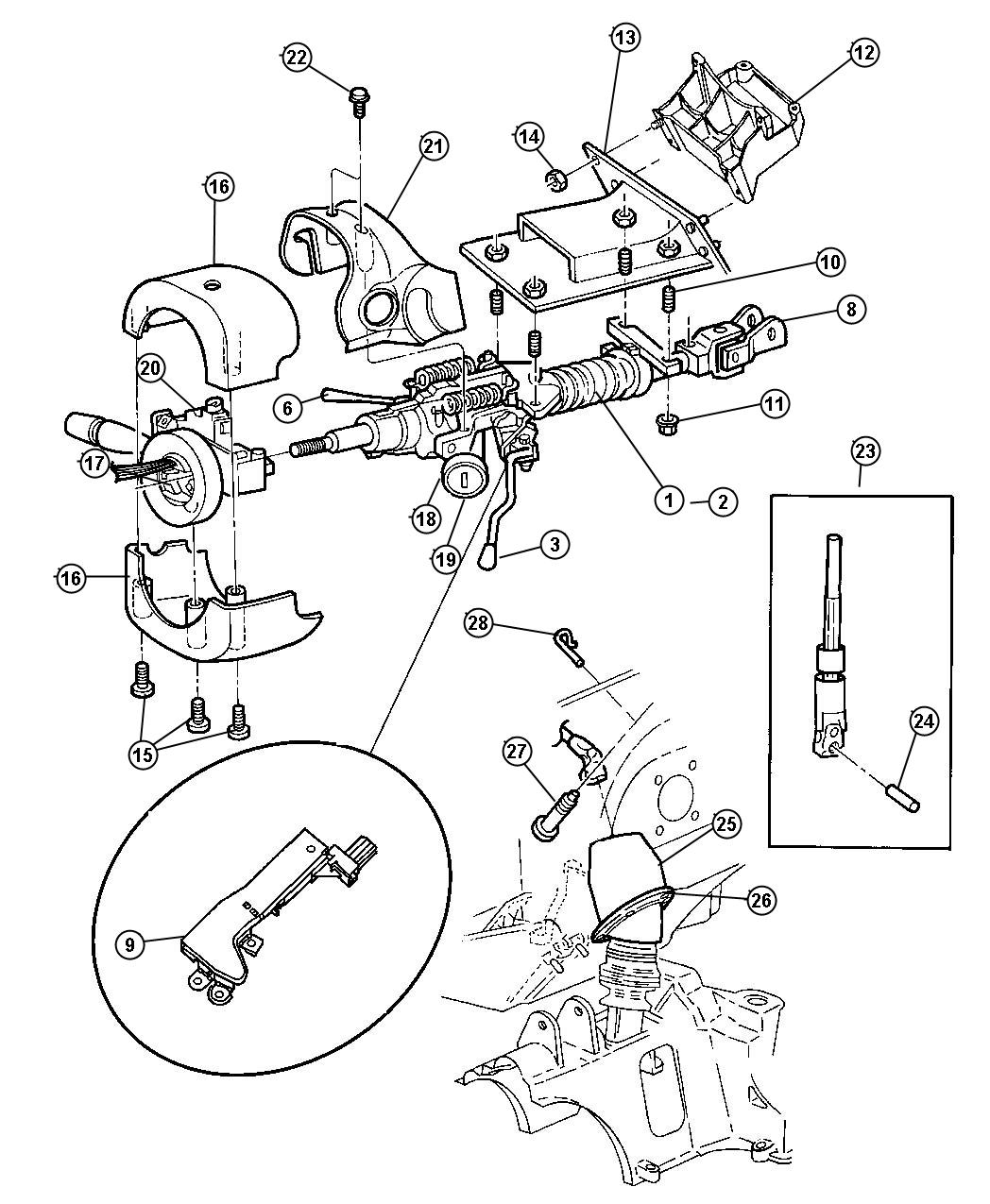 Diagram Column, Steering Upper and Lower. for your Dodge Grand Caravan  