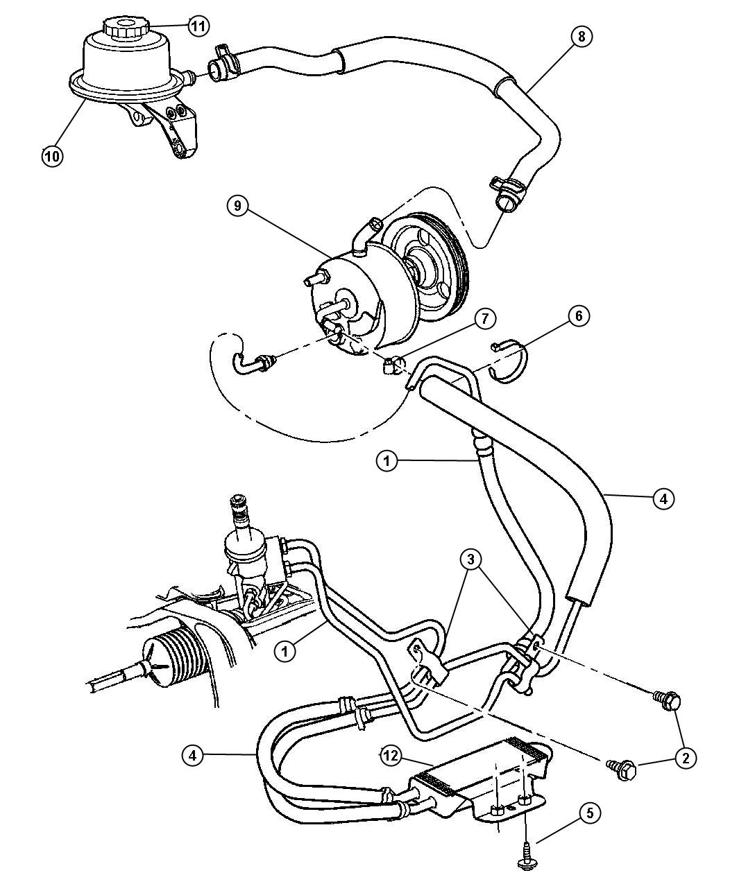 Diagram Hoses, Power Steering, 2.4L [2.4L 4 Cyl DOHC 16V SMPI Engine]. for your 2006 Dodge Caravan   