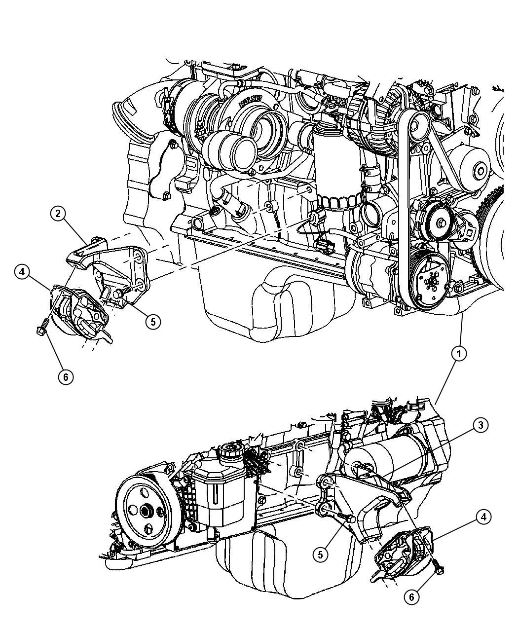 Mounts, Front [5.9L I6 HO CUMMINS TD ENGINE]. Diagram