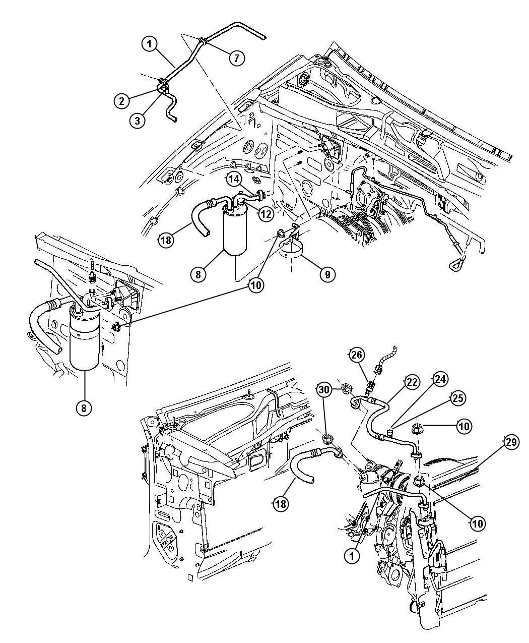 Diagram Plumbing,Air Conditioning 3.7L Engine, LHD. for your 2014 Jeep Wrangler   