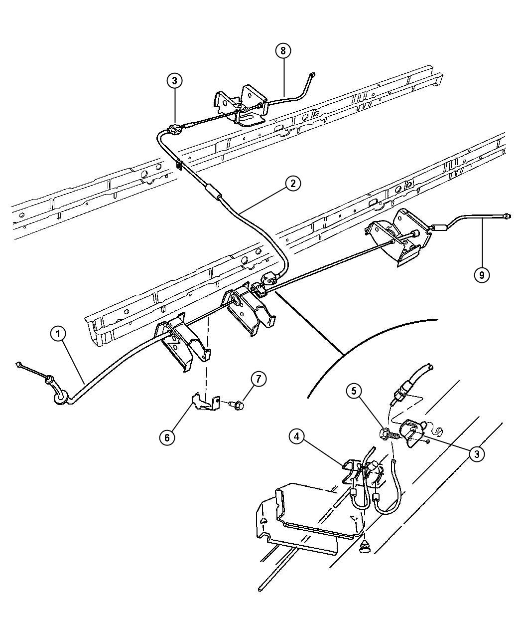 Diagram Cables, Parking Brake. for your 1999 Chrysler Town & Country   