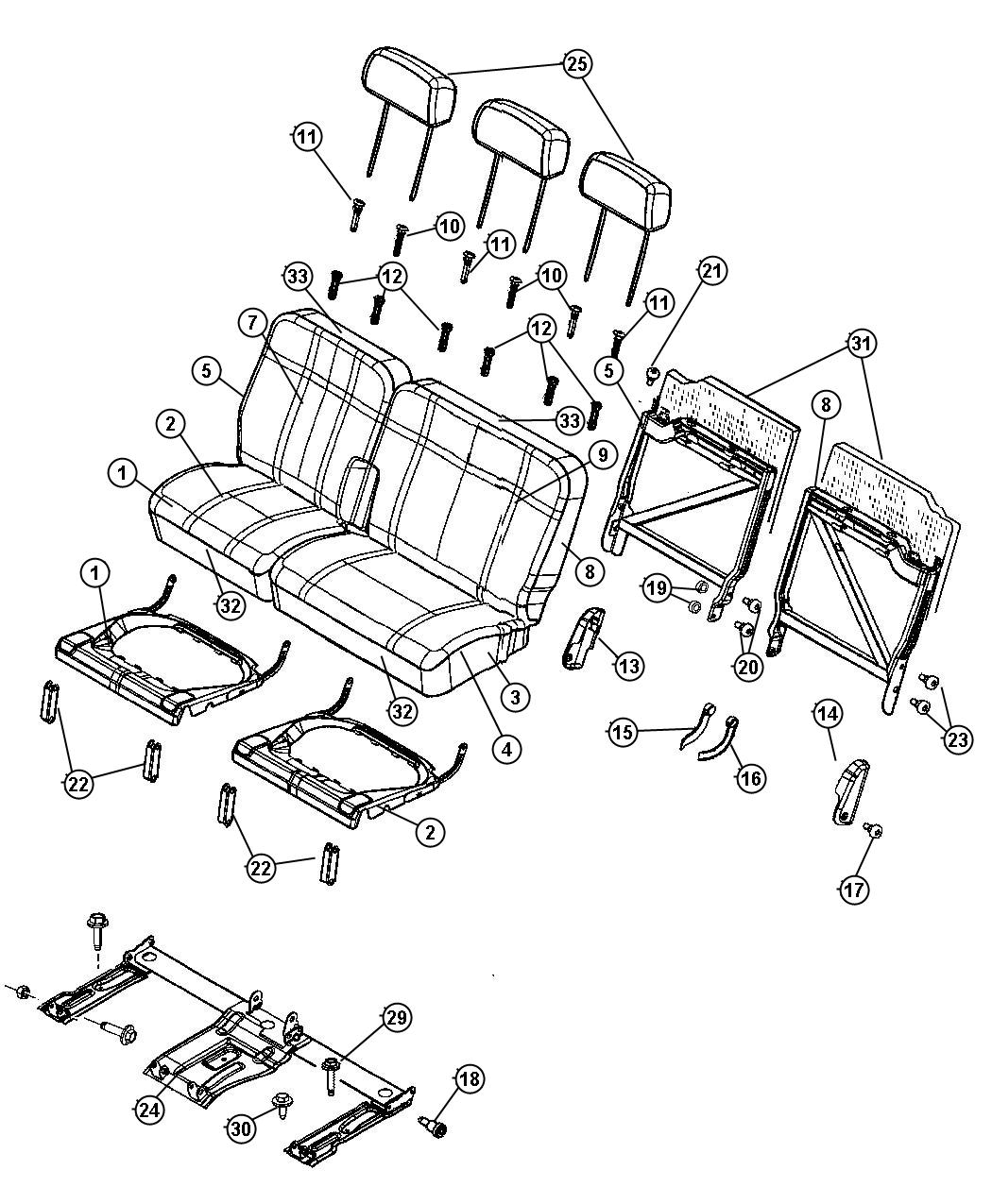 Third Row, 60/40 Seat. Diagram