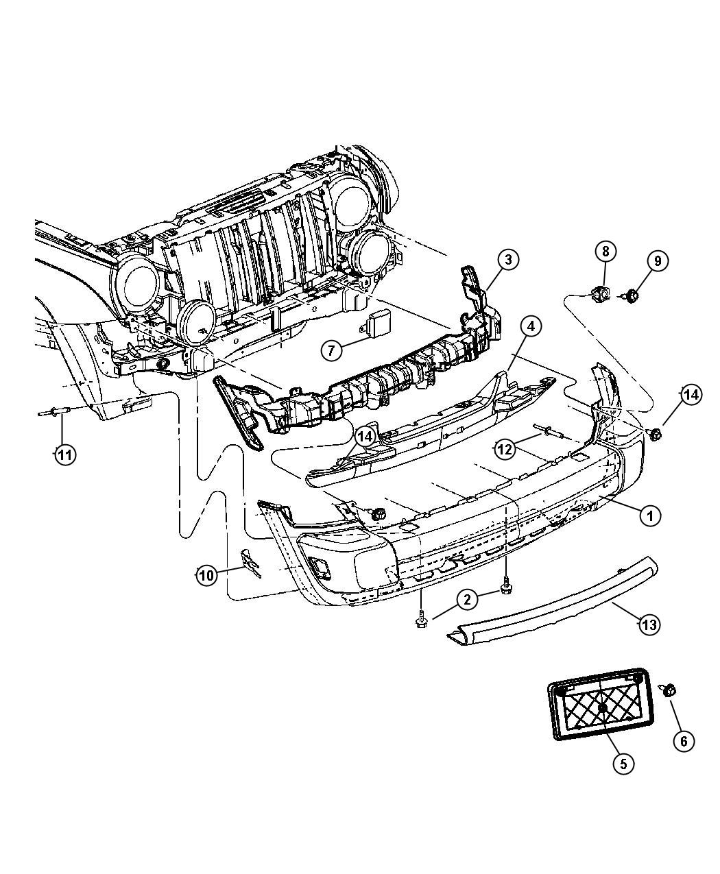 Diagram Bumper, Front. for your 1999 Chrysler 300  M 