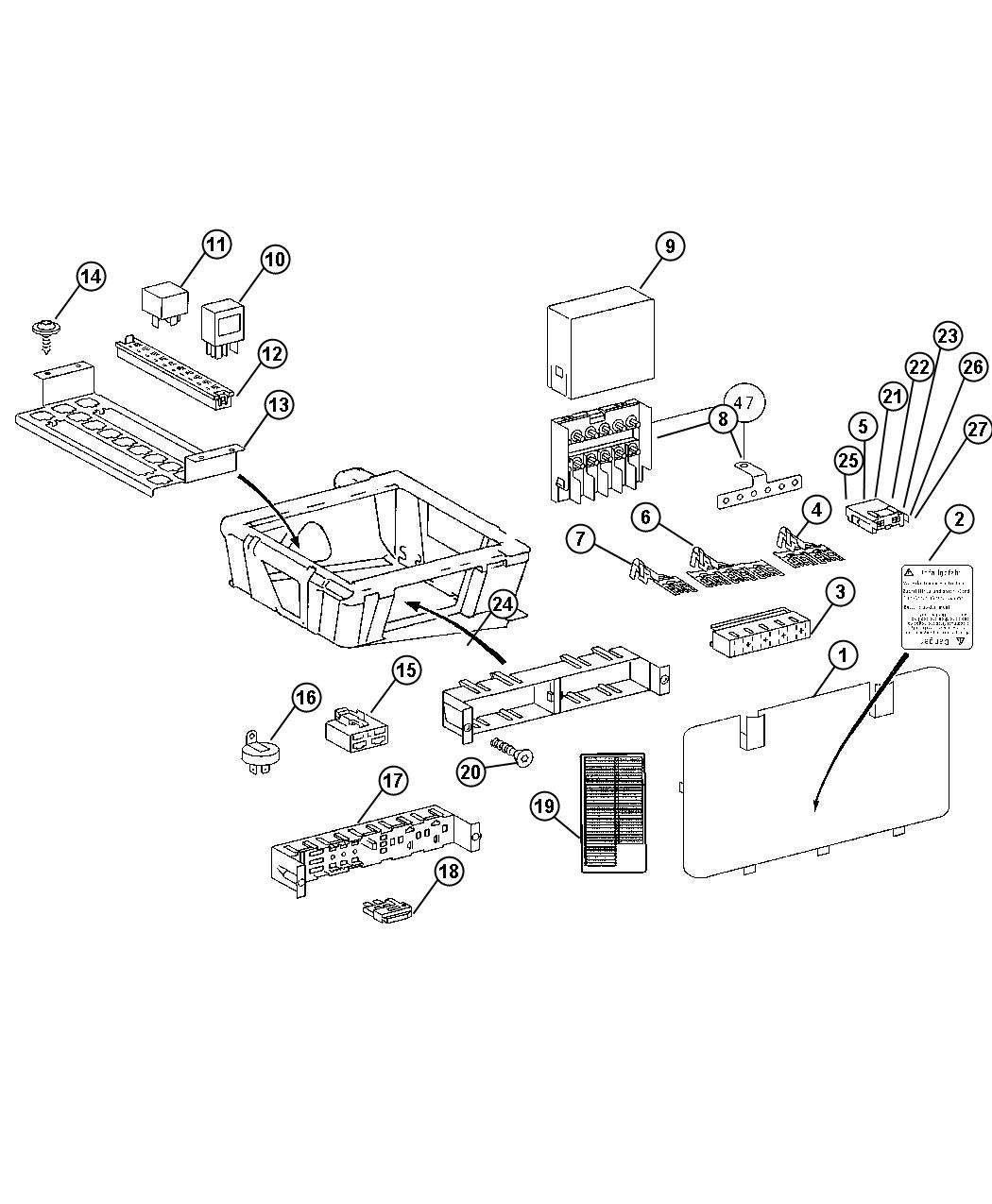 Diagram Under Seat - Relays and Fuses. for your 2011 Jeep Liberty   