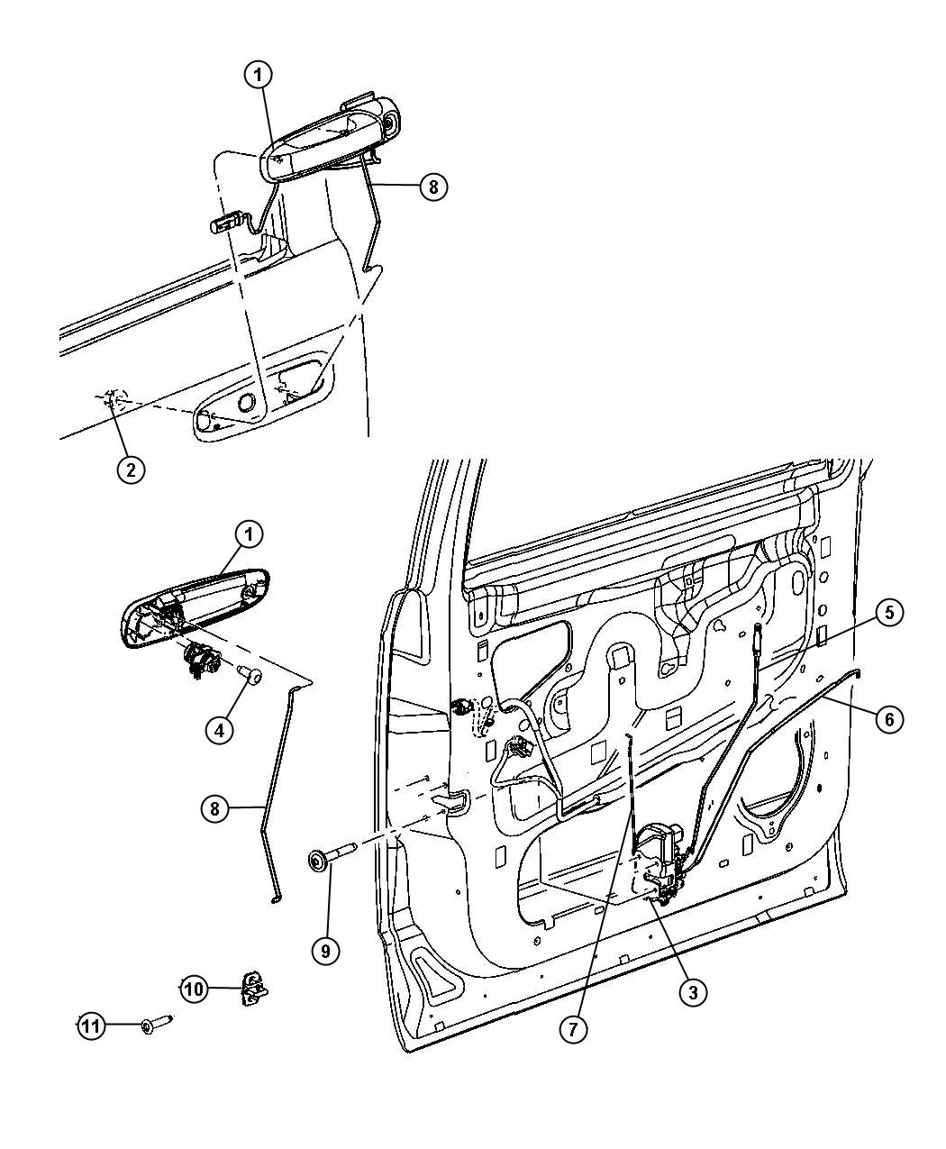 Diagram Door, Front Lock and Controls. for your Dodge