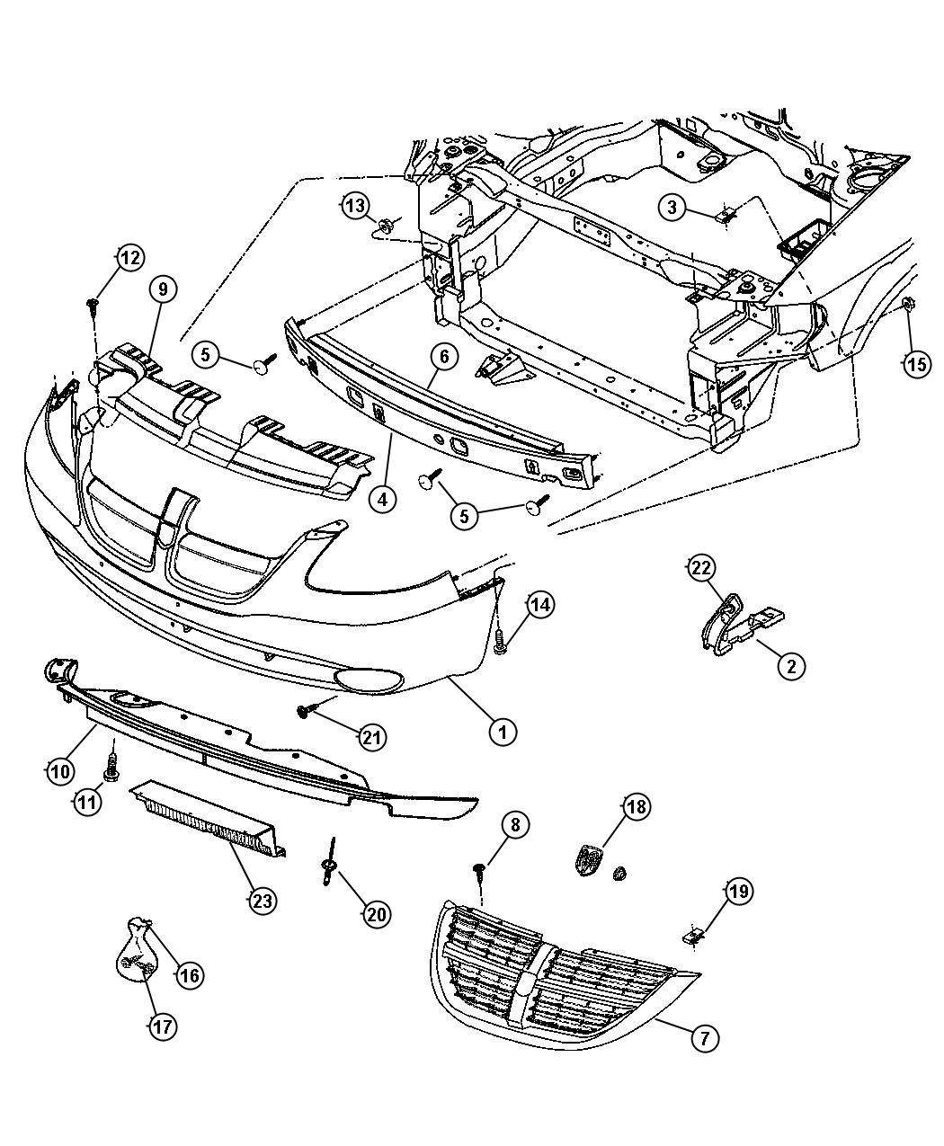 Diagram Front Fascia, Dodge. for your Dodge Grand Caravan  