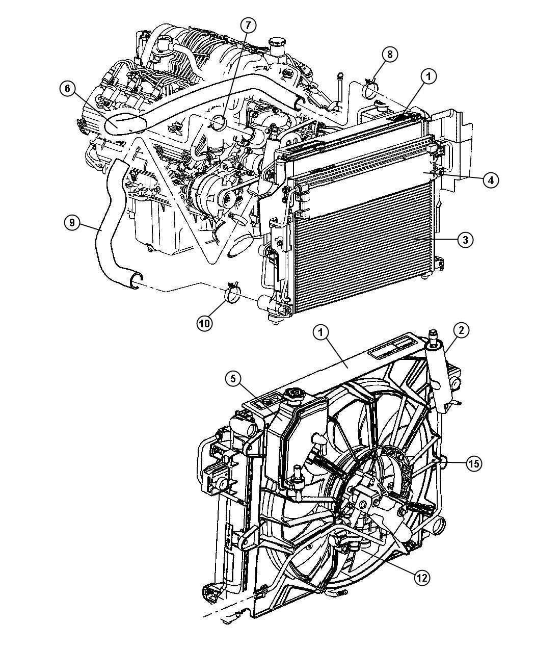 Diagram Radiator and Related Parts 5.7L [5.7L V8 HEMI MDS ENGINE]. for your Chrysler 300  M