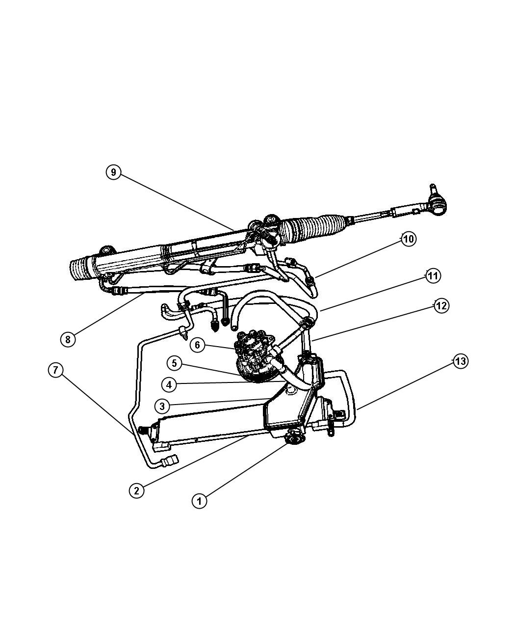 Diagram Power Steering Hose 5.7L [All 5.7L 8Cyl Gas Engines]. for your 2000 Chrysler 300  M 