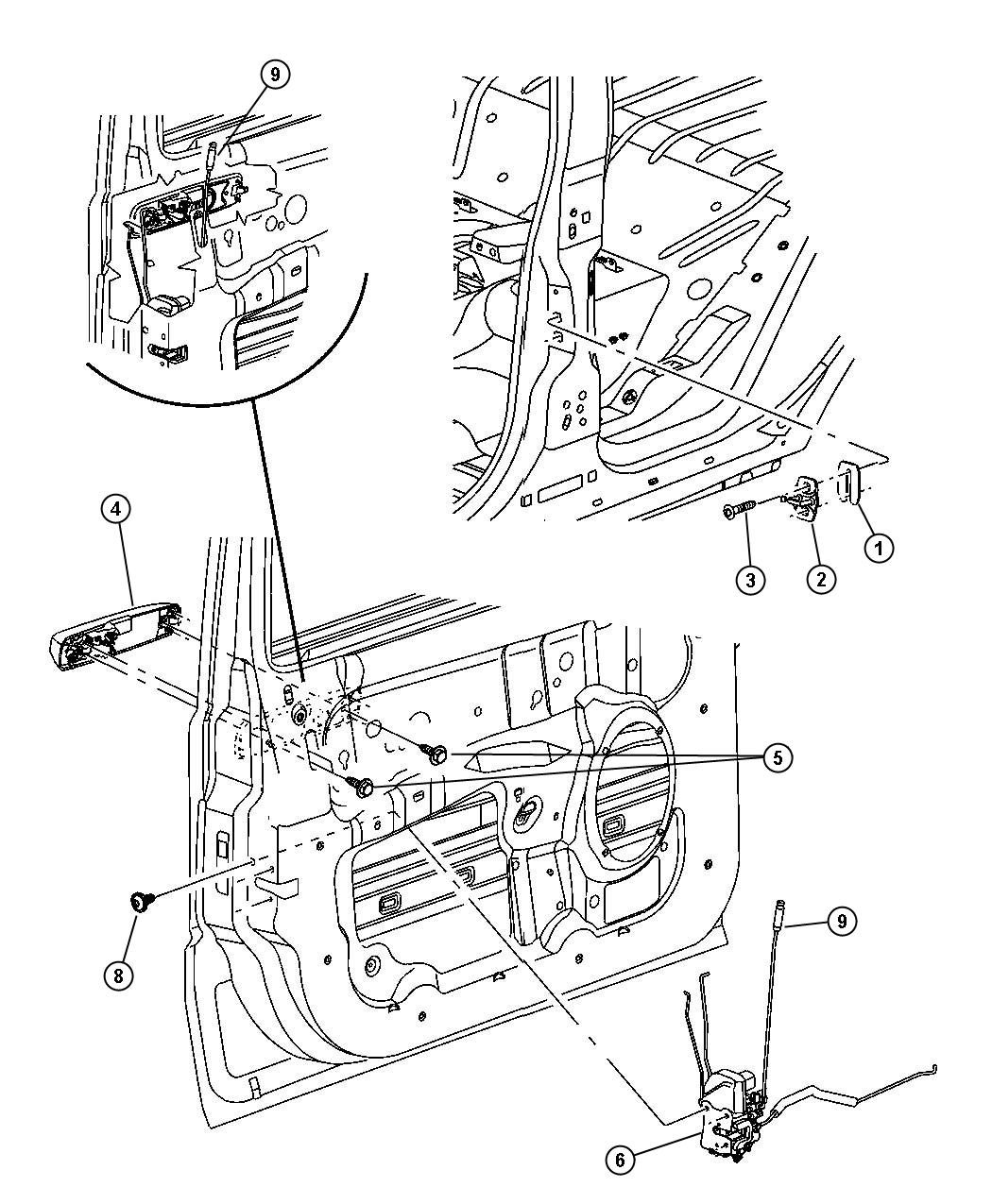 Diagram Door, Front Lock and Controls. for your Jeep