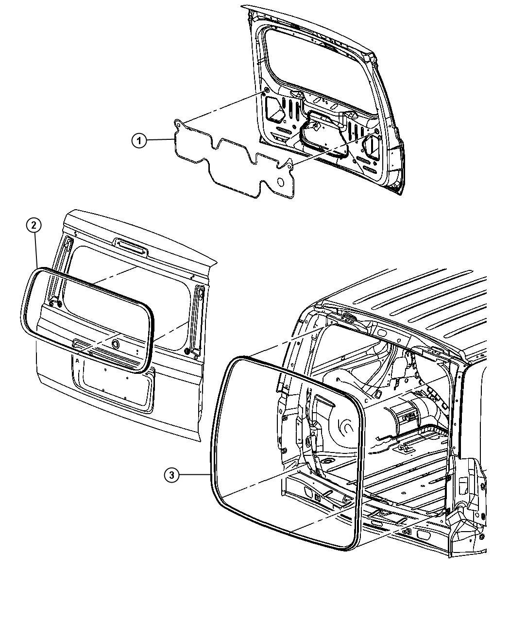 Diagram Door, Rear Lift Gate. for your Chrysler 300  M