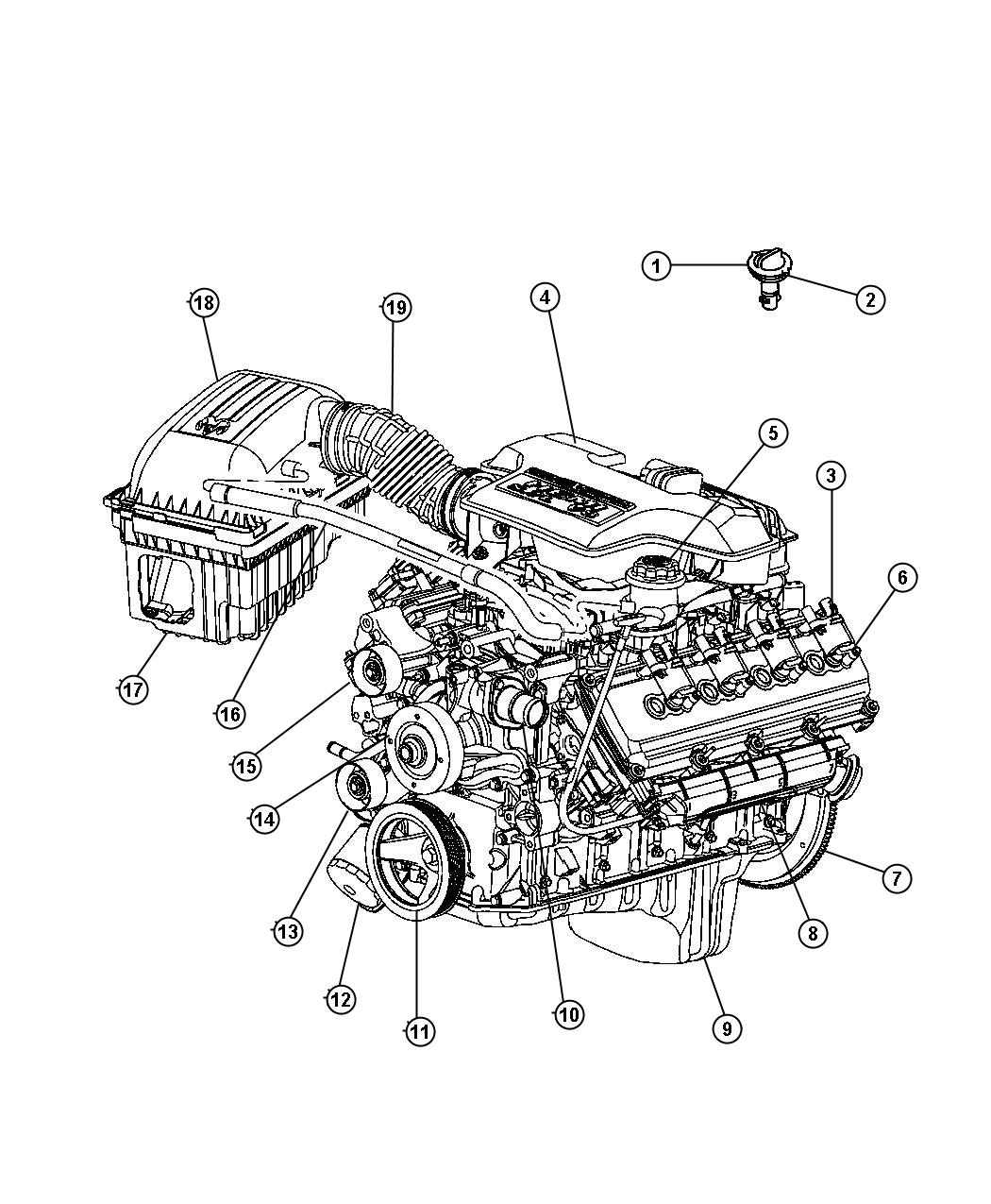 Diagram Engine Covers And Compoants 5.7L [5.7L V8 HEMI MDS ENGINE]. for your Dodge