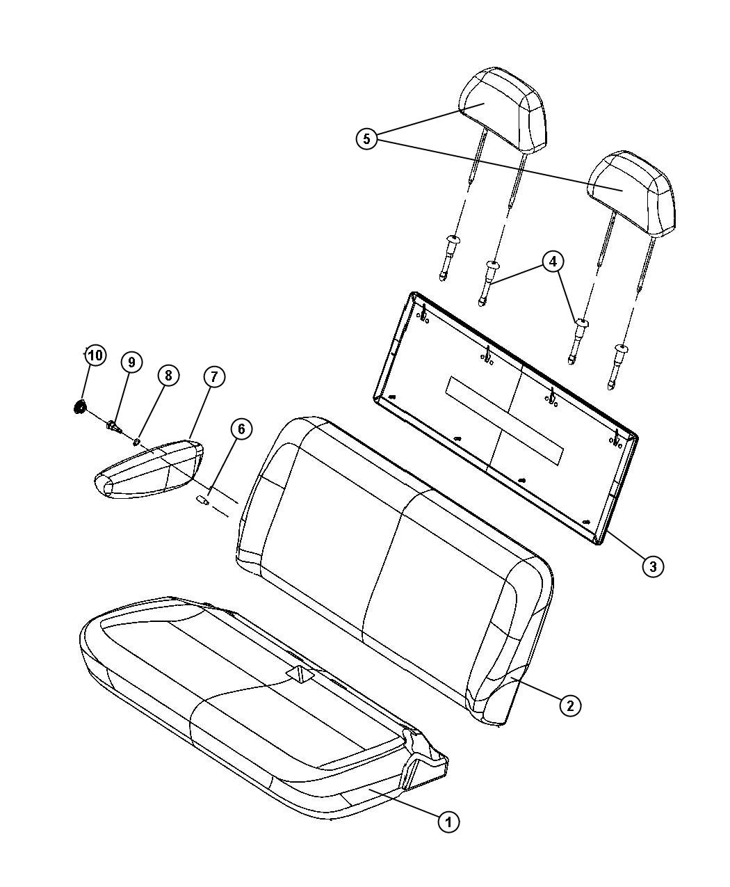 Diagram First Rear Seat Bench Stow and Go - Trim Code [B5]. for your Fiat