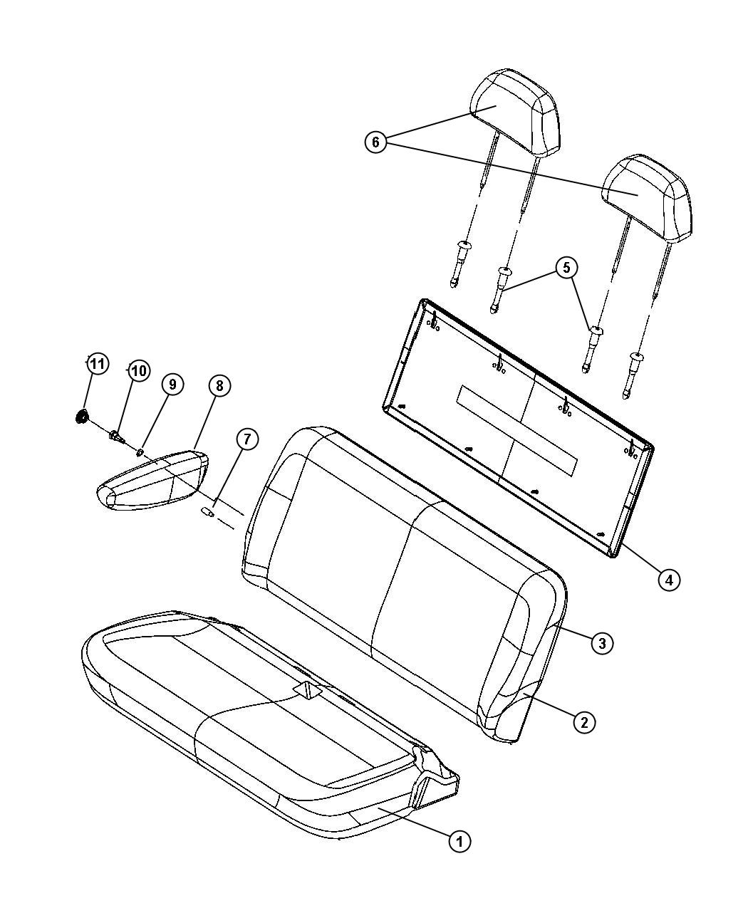 Diagram First Rear Bench Seat Stow and Go - Trim Code [B7]. for your Fiat