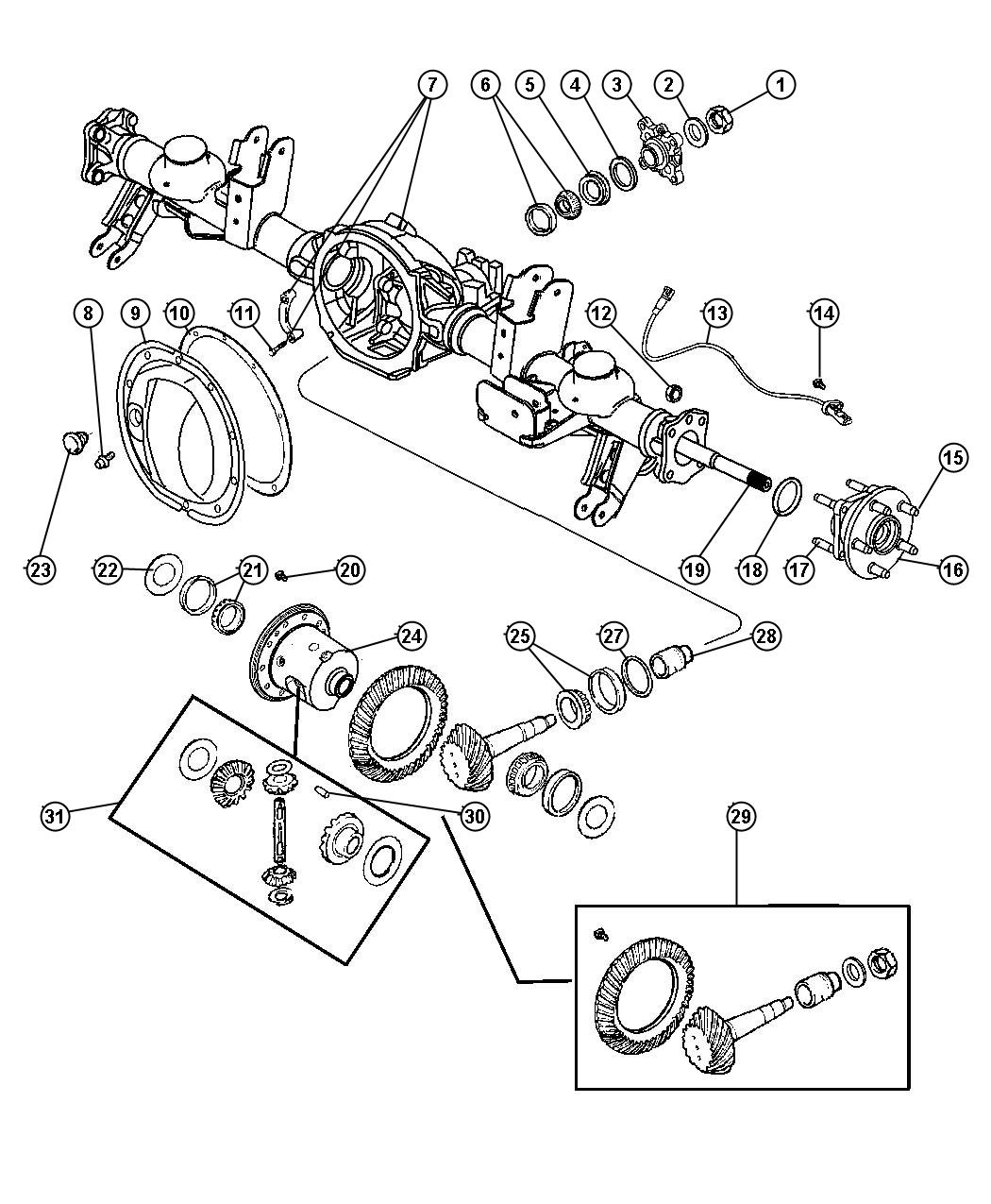 Axle,Rear,With Differential,Housing and Axle Shafts,[Dana 44/226MM Rear Axle],Dana 44/226MM. Diagram