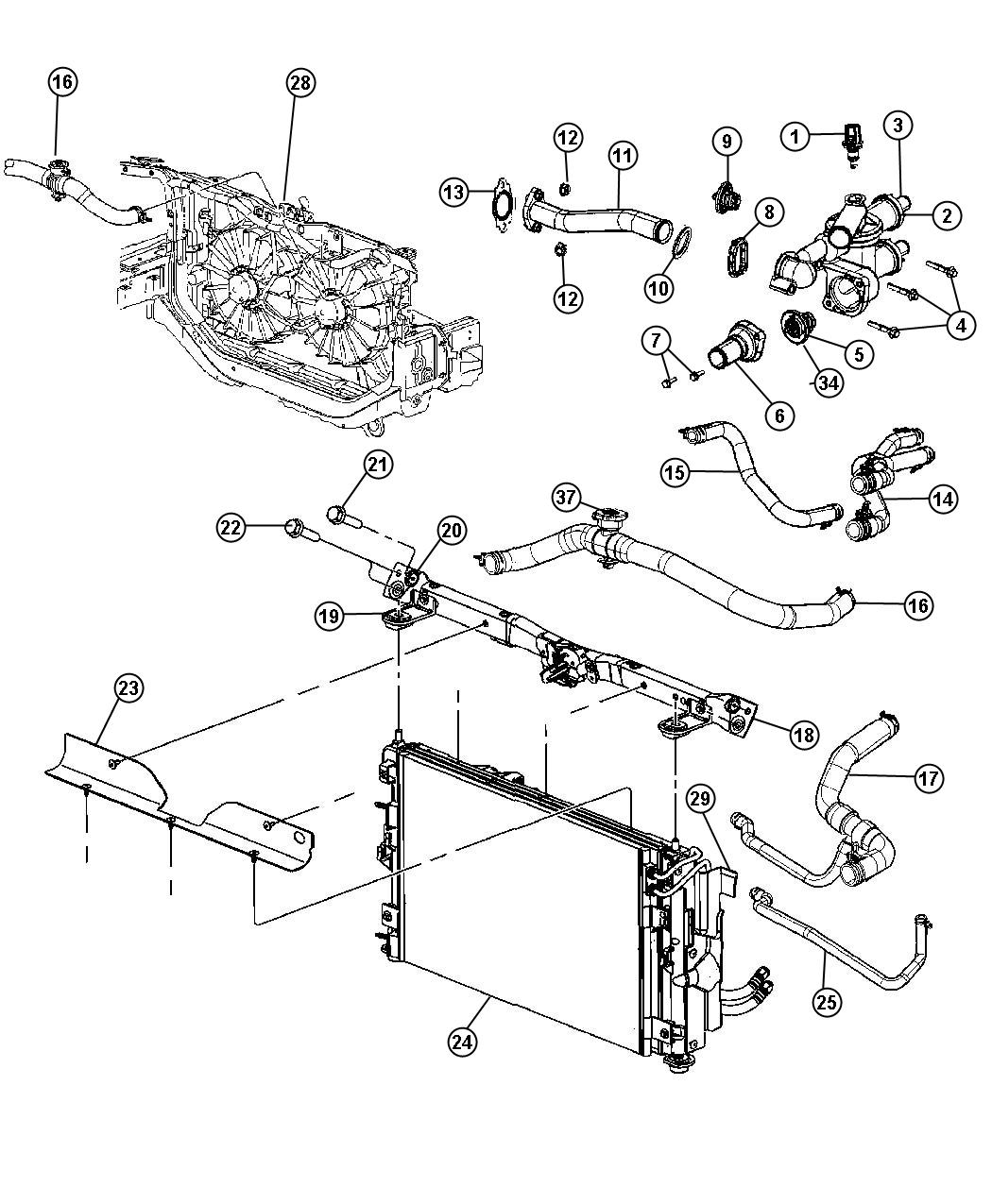 Diagram Radiator and Related Parts. for your Chrysler 300  M