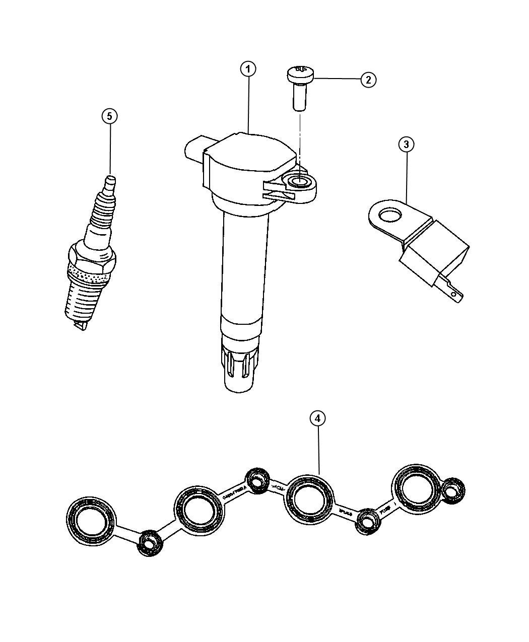 Diagram Spark Plugs, Cables, Coils. for your Dodge