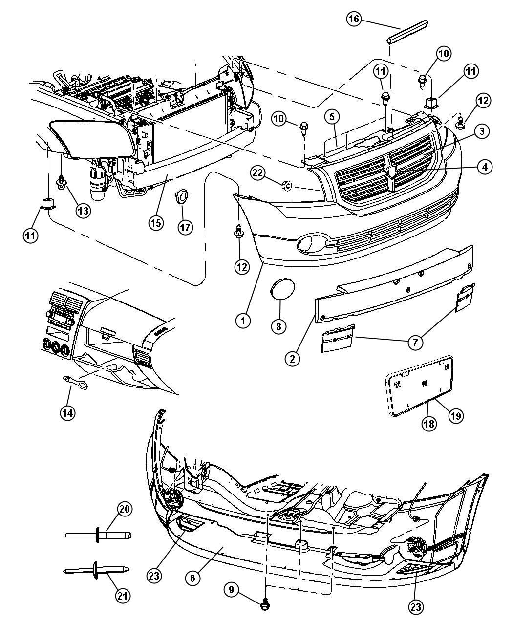 Diagram Fascia, Front. for your 2000 Chrysler 300  M 