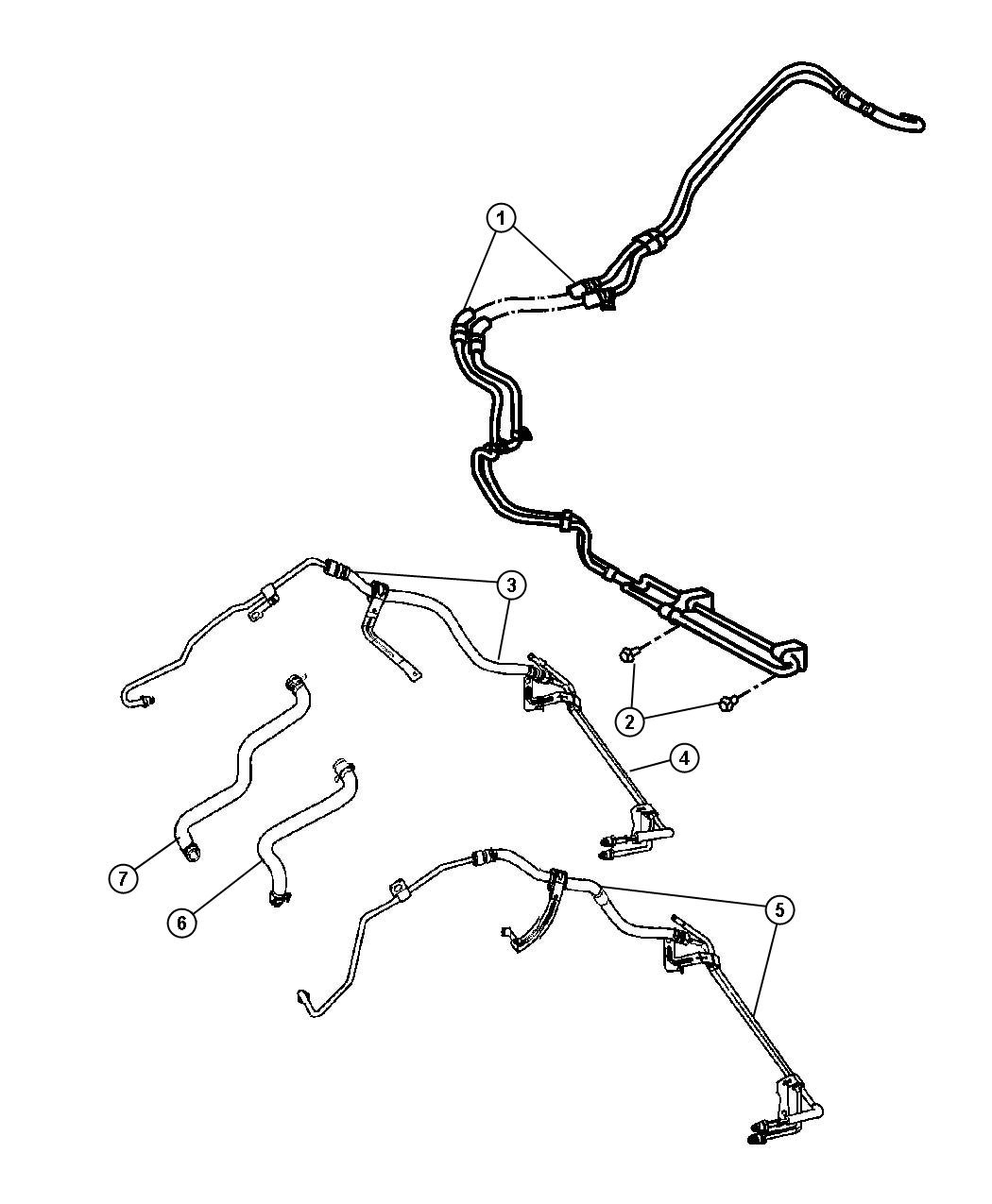 Diagram Hoses, Power Steering. for your 2001 Jeep Grand Cherokee   