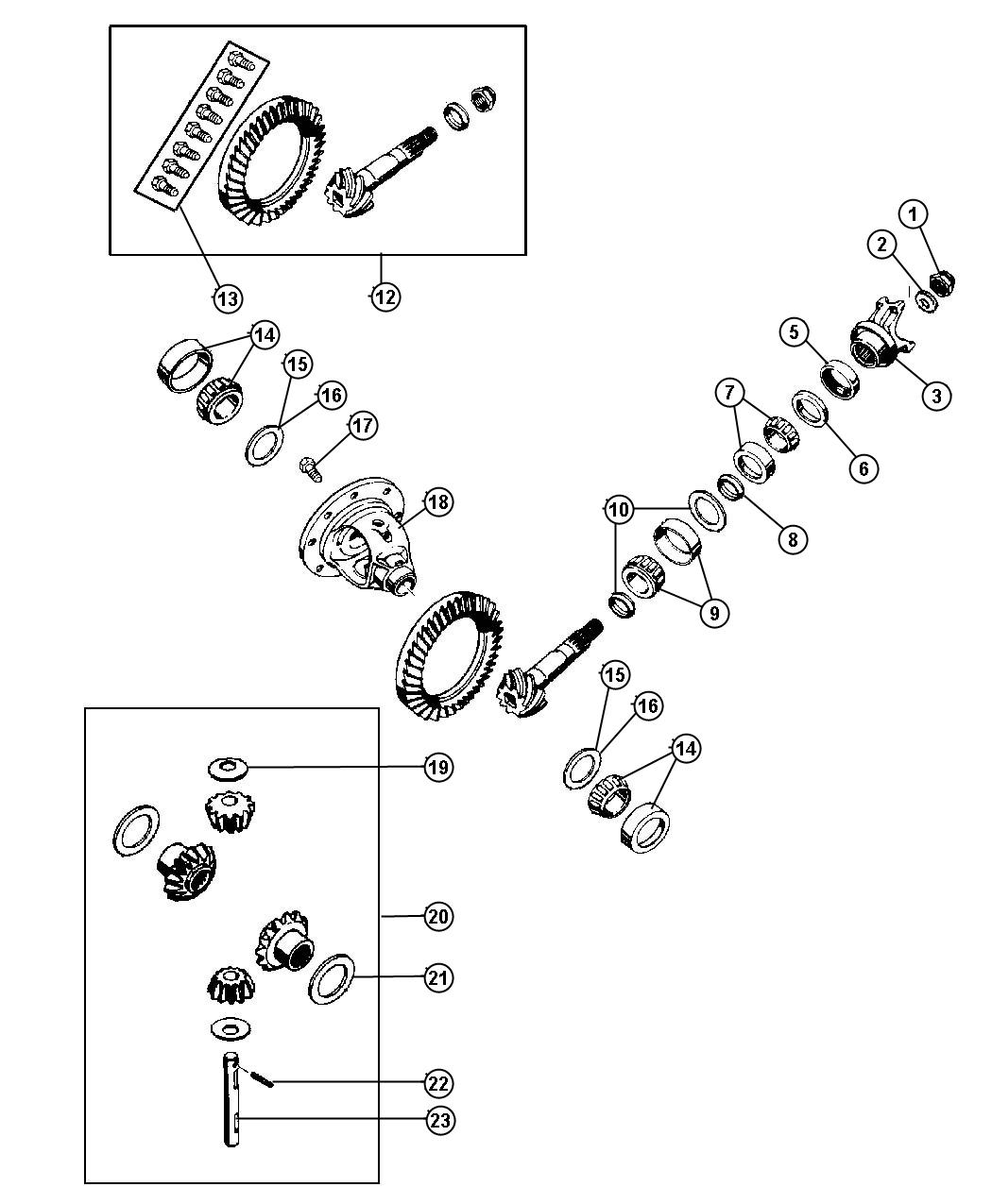 Diagram Differential,Non-Locking,Dana Model 44/226MM. for your 2001 Jeep Grand Cherokee 4.0L Power Tech I6 CKD 