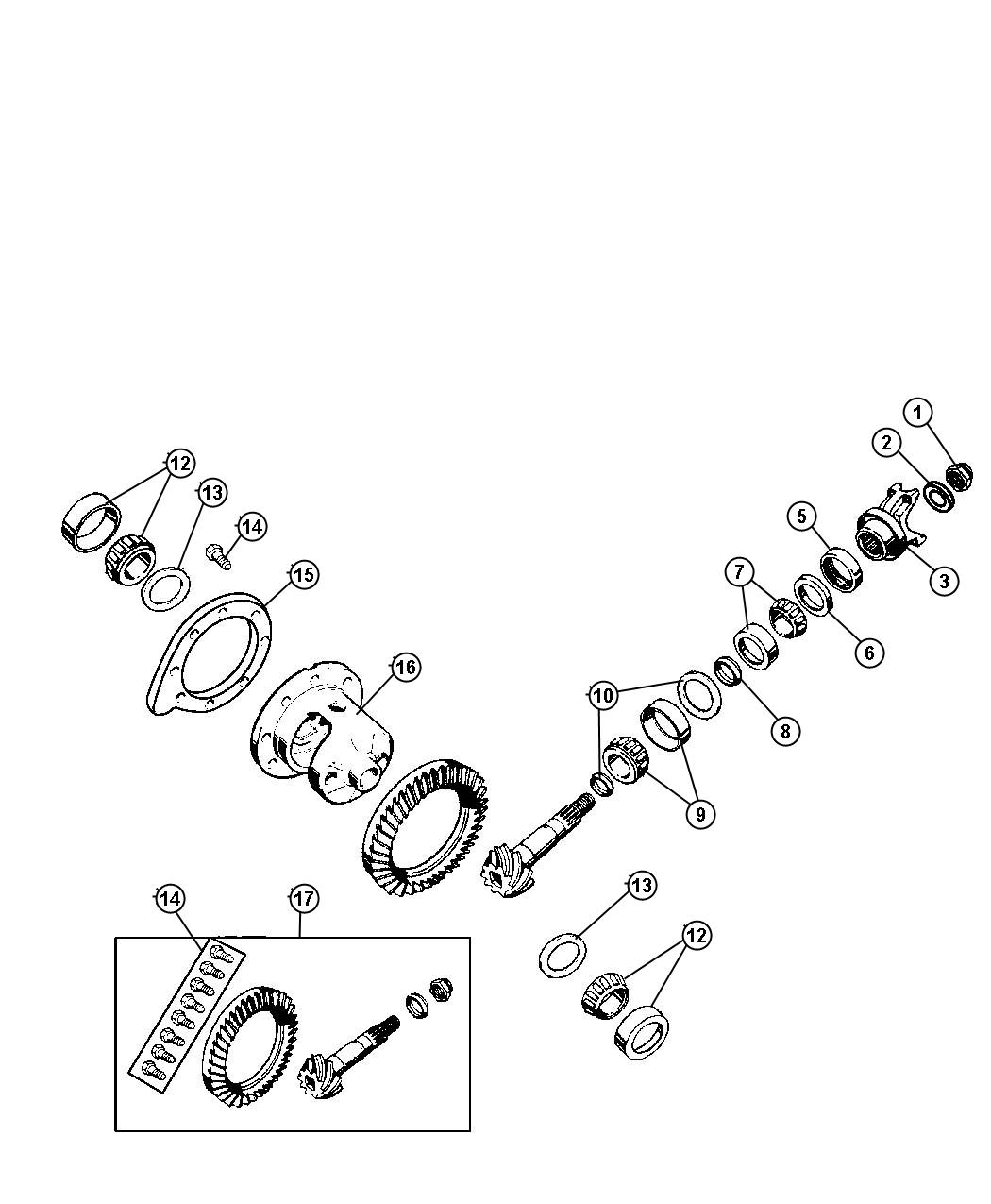 Diagram Differential,Locking,Dana Model 44/226MM. for your 2001 Jeep Grand Cherokee 4.0L Power Tech I6 CKD 