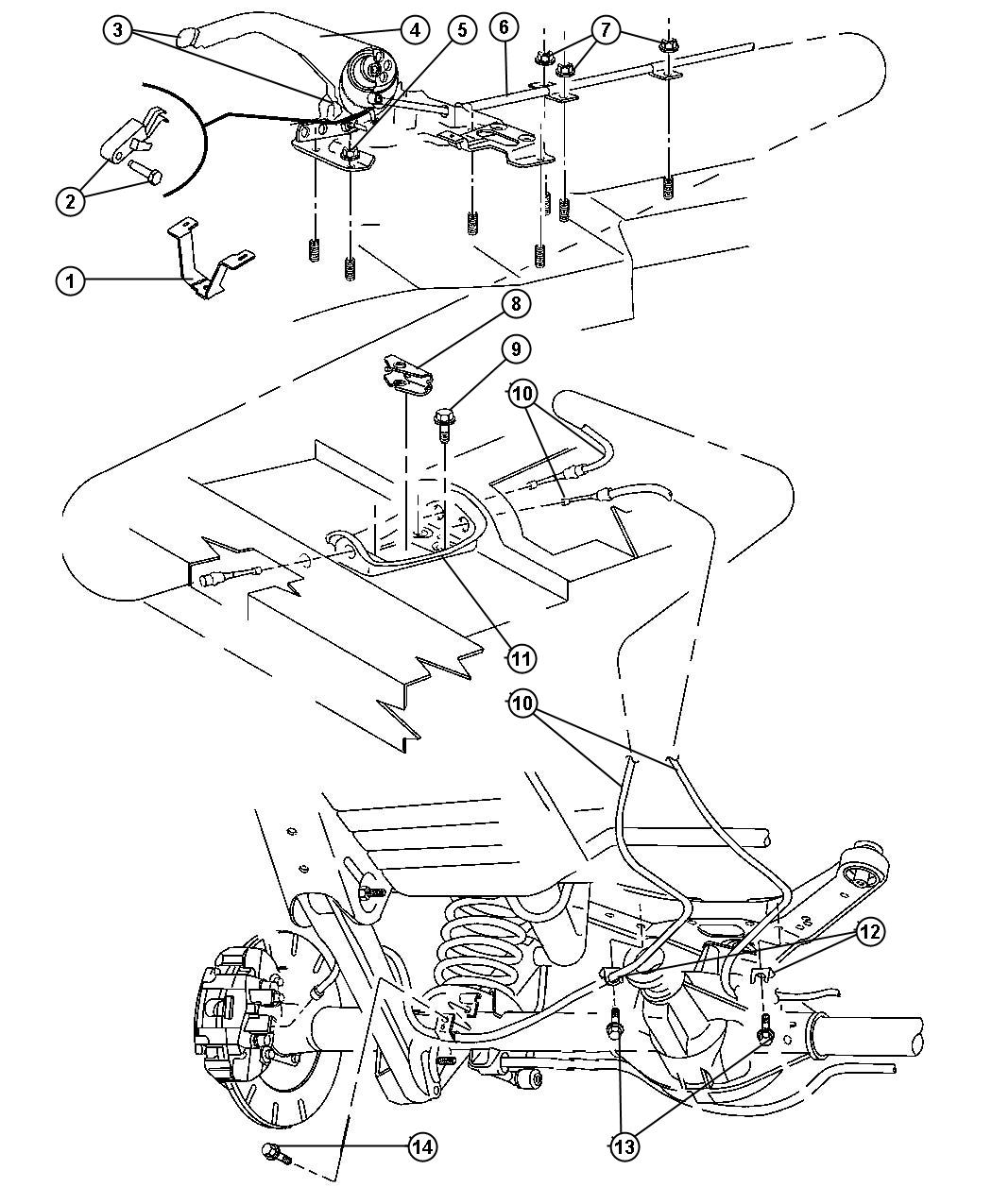 Diagram Lever and Cable,Parking Brake. for your Jeep