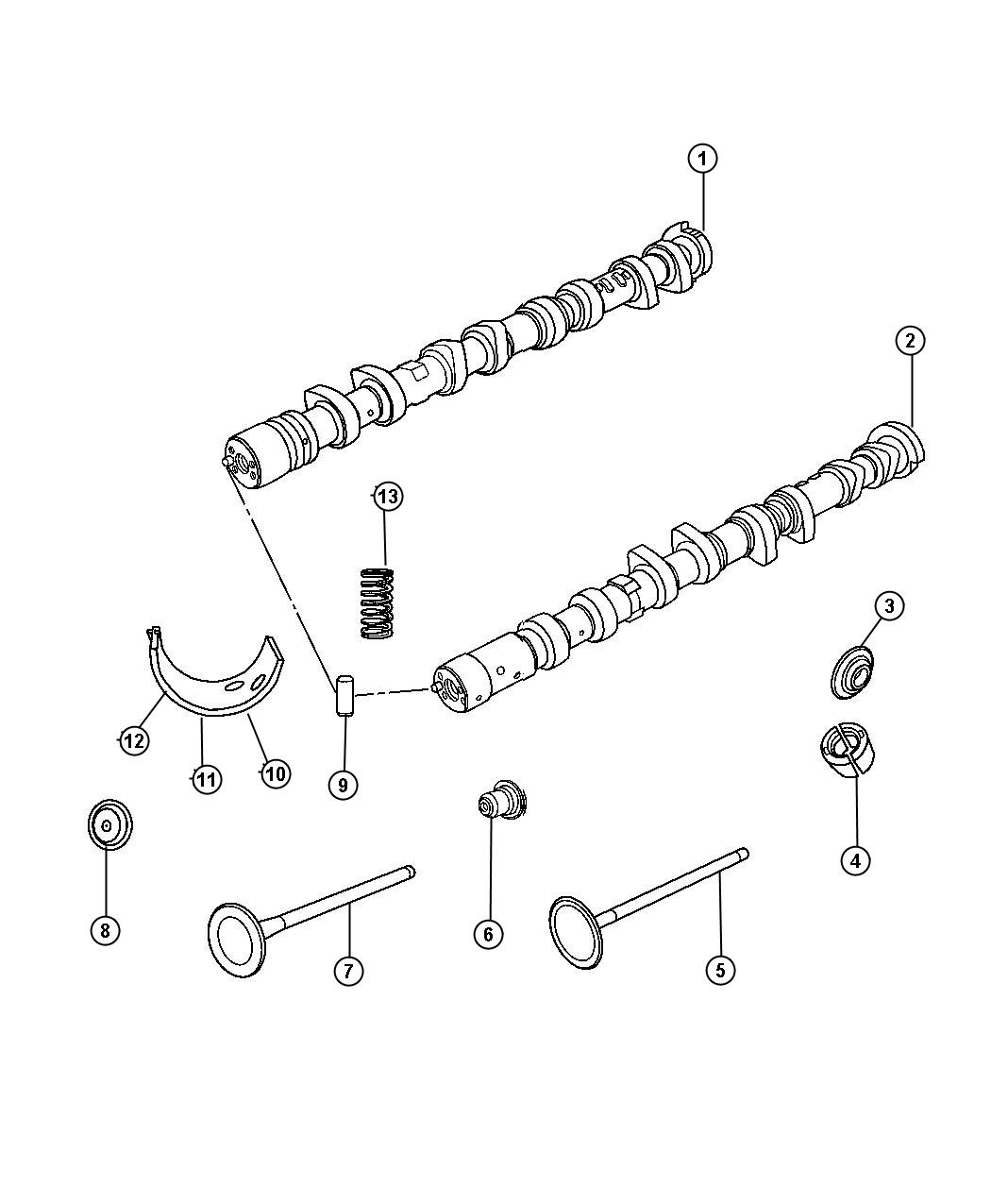 Camshafts And Valves 1.8L [1.8L 4 Cyl DOHC 16V Dual VVT Engine]. Diagram