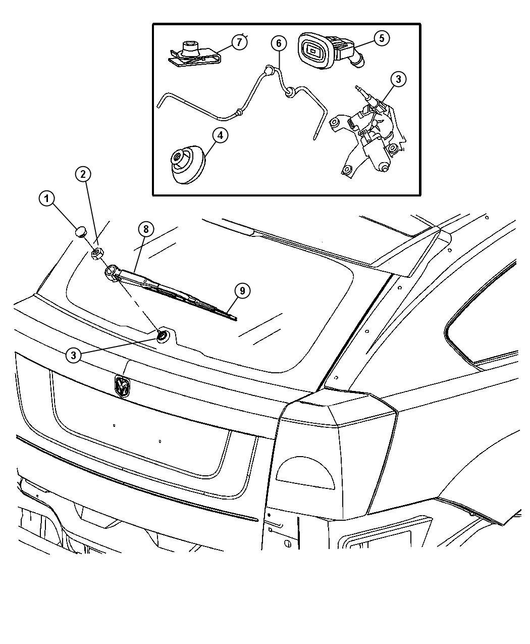 Diagram Rear Wiper. for your 1997 Dodge Grand Caravan   