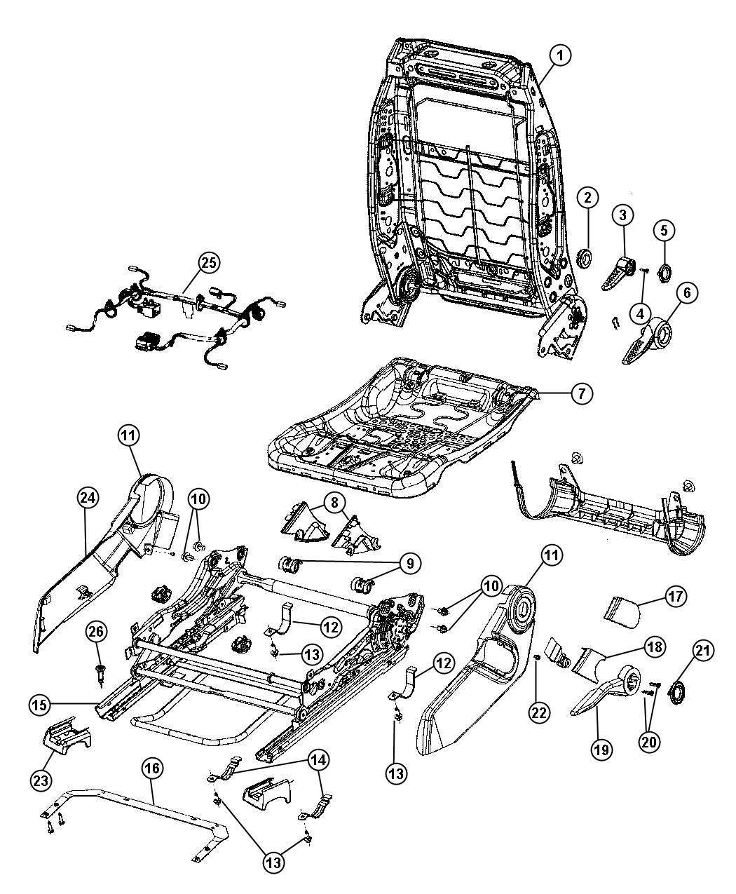 Attaching Parts, Drivers Seat. Diagram