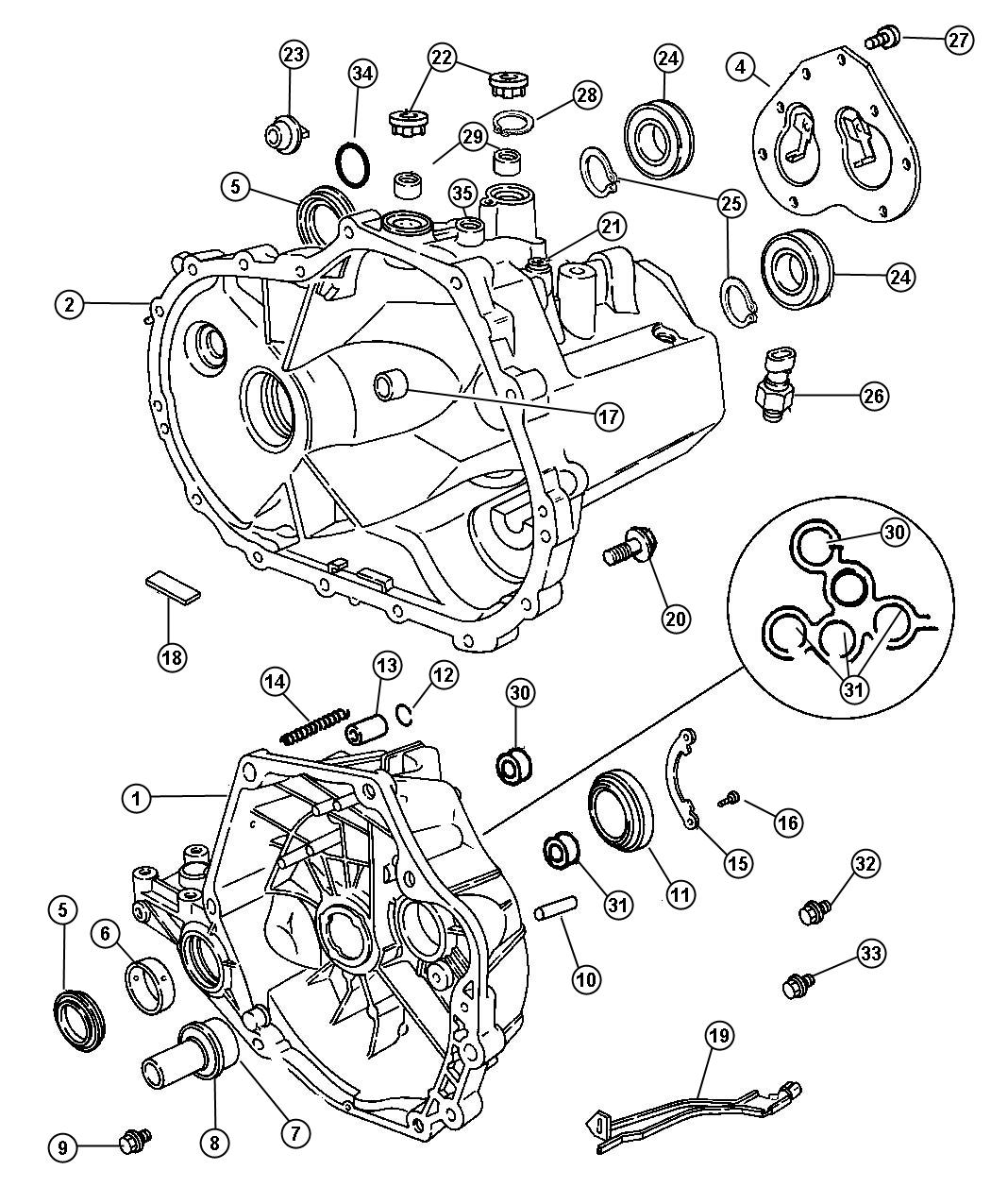 Diagram Case, Transaxle and Related Parts. for your Dodge