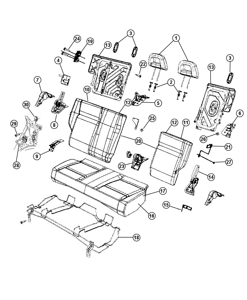 Diagram Rear Seat. for your Chrysler 300  M