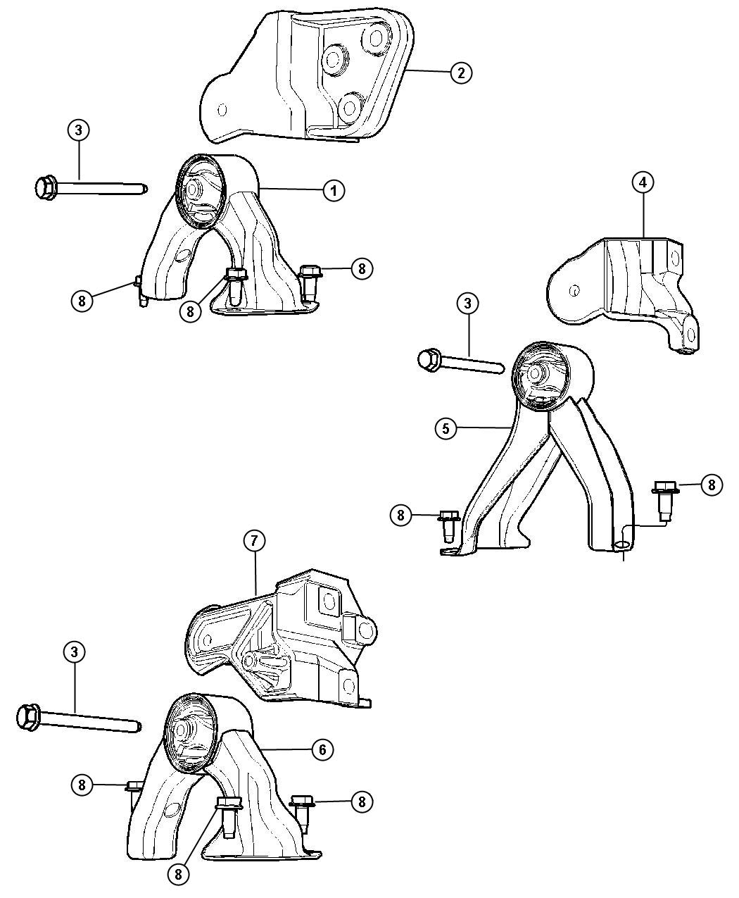 Diagram Torque Support, Rear. for your 2021 Jeep Compass   