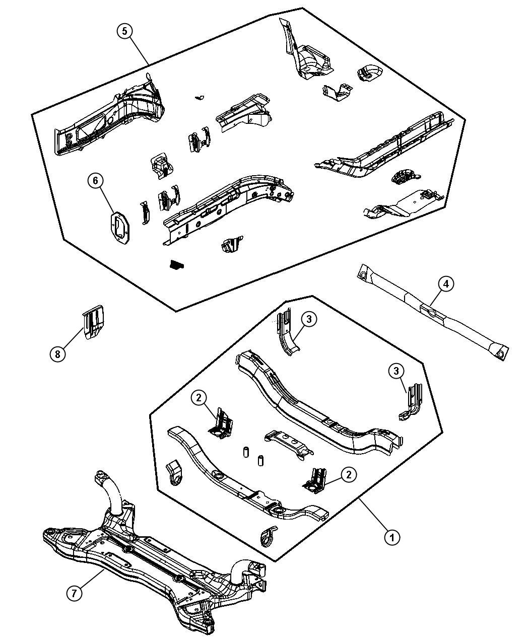 Diagram Frame, Front. for your Jeep Wrangler  