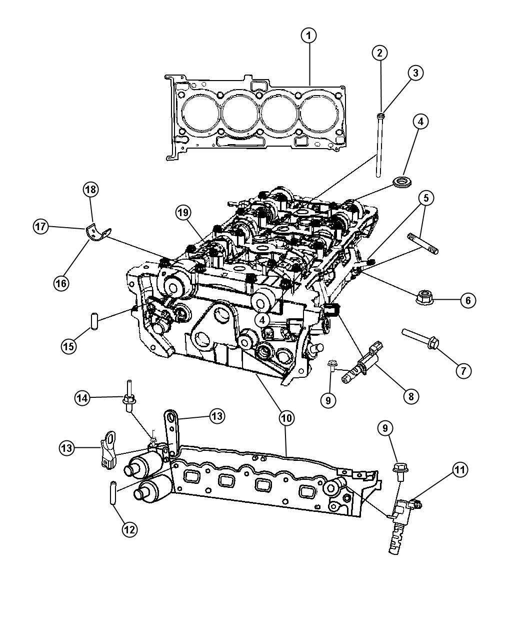 Diagram Cylinder Head And Components 2.4L [2.4L 4 Cyl DOHC 16V Dual VVT Engine]. for your Dodge