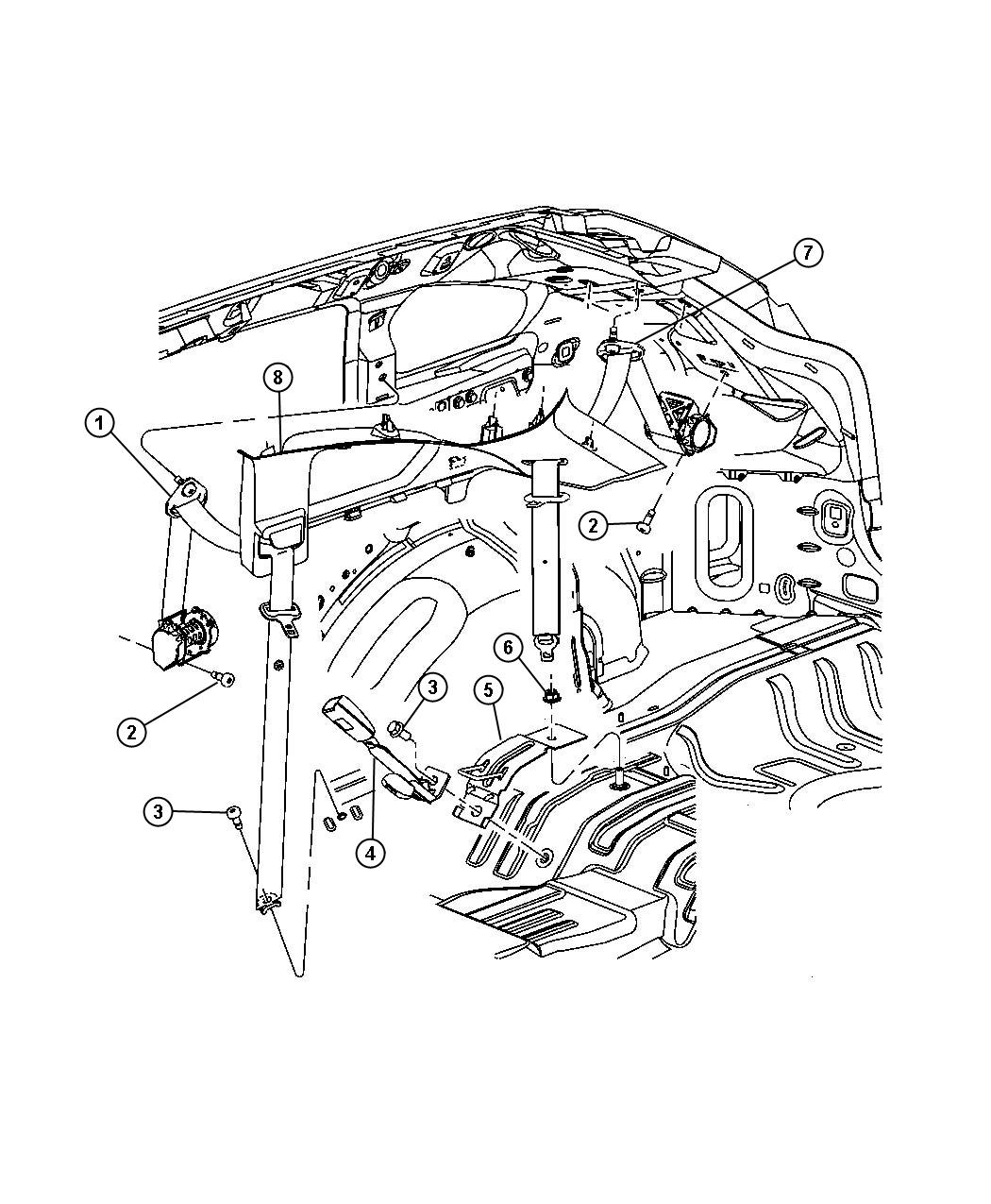 Diagram Seat Belt - Rear. for your Dodge Caliber  