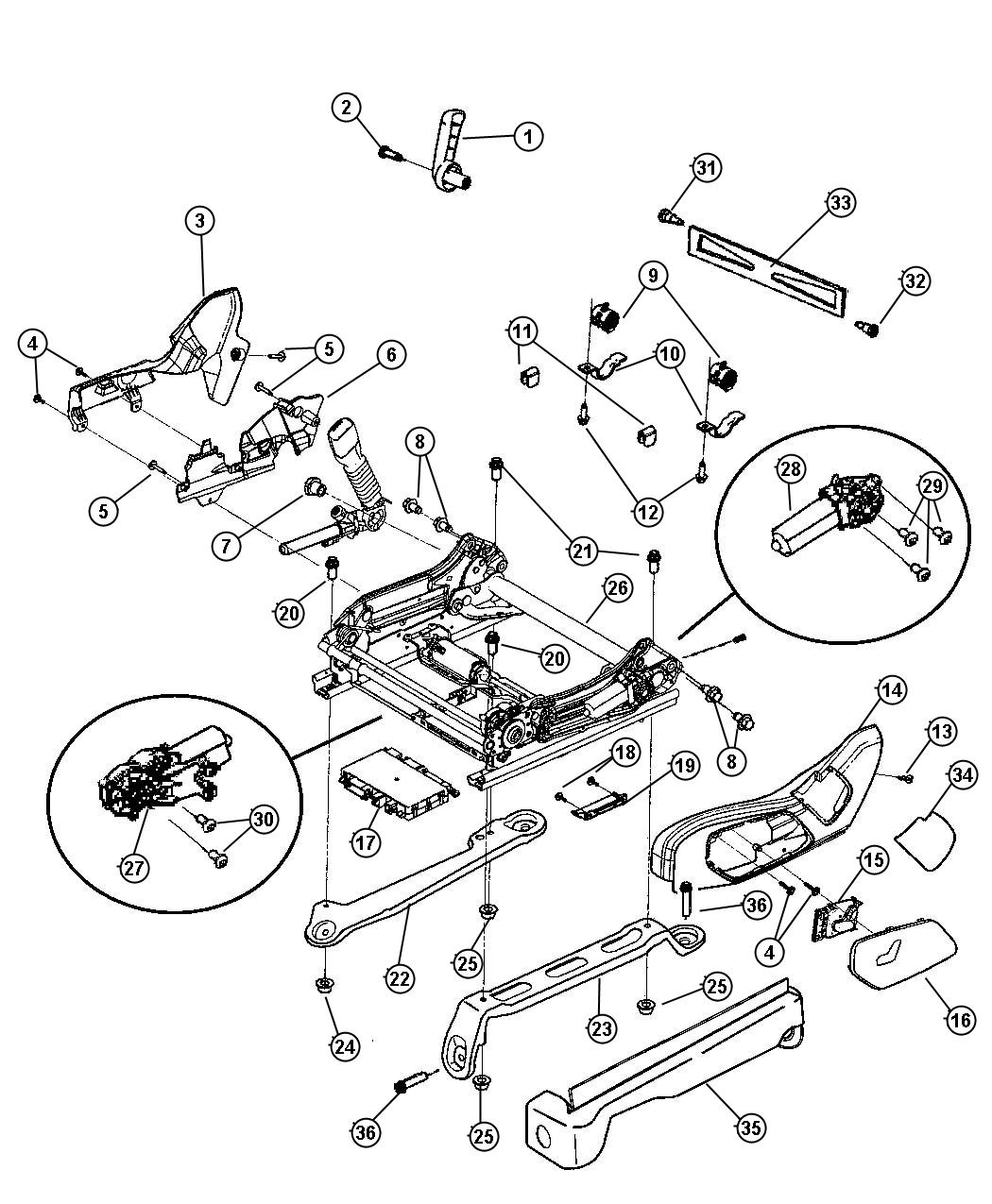 Diagram Adjuster, Recliners, Drivers Seat Left Hand Drive. for your 2002 Jeep Grand Cherokee   