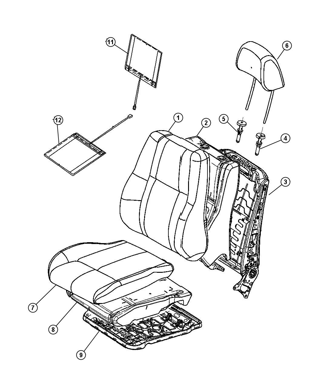 Diagram Front Seat, Leather, Trim Code [PL]. for your Jeep