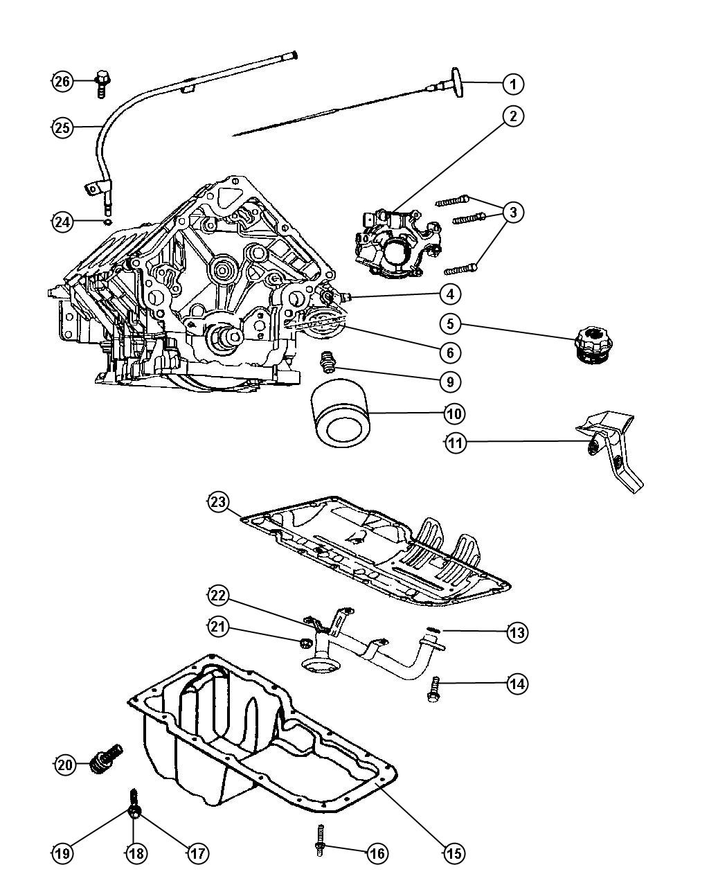 Diagram Engine Oiling 5.7L [5.7L V8 HEMI MDS ENGINE]. for your 2000 Chrysler 300  M 