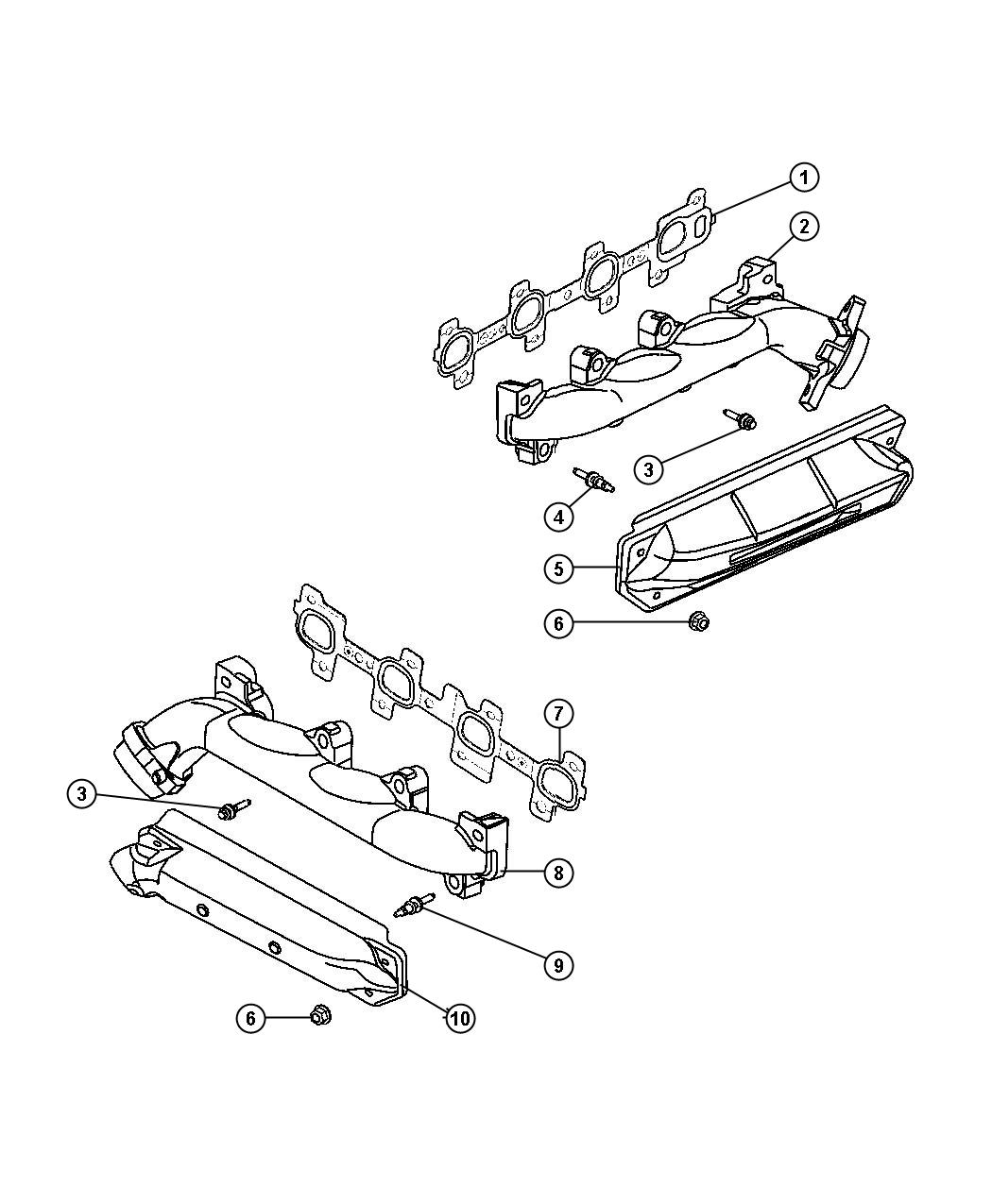 Exhaust Manifolds, 4.7L [4.7L V8 MPI Engine]. Diagram