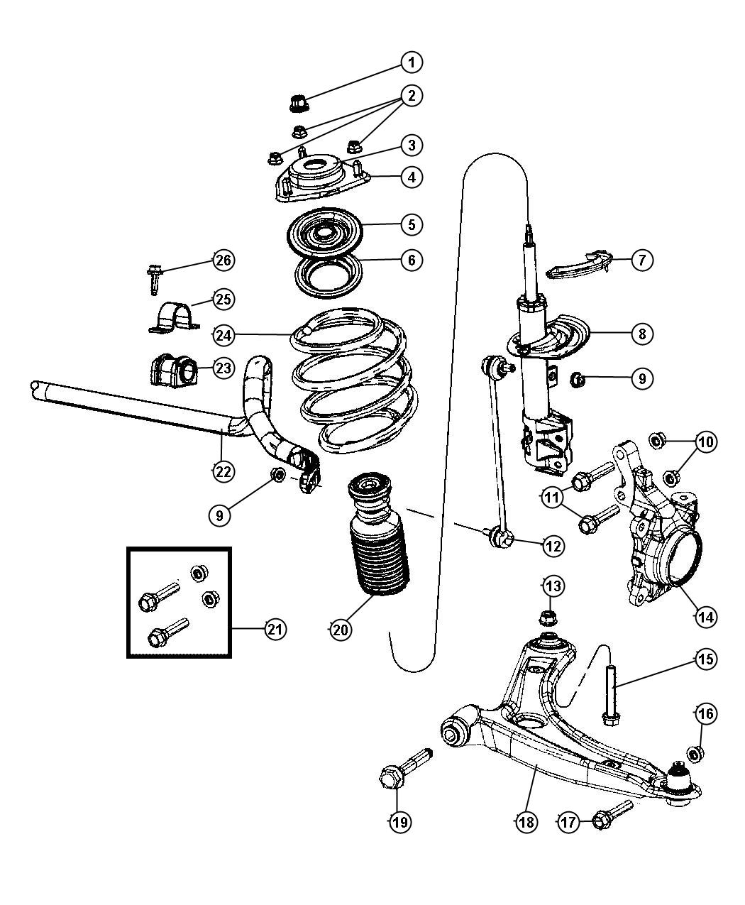 Diagram Suspension,Front. for your Jeep Patriot  