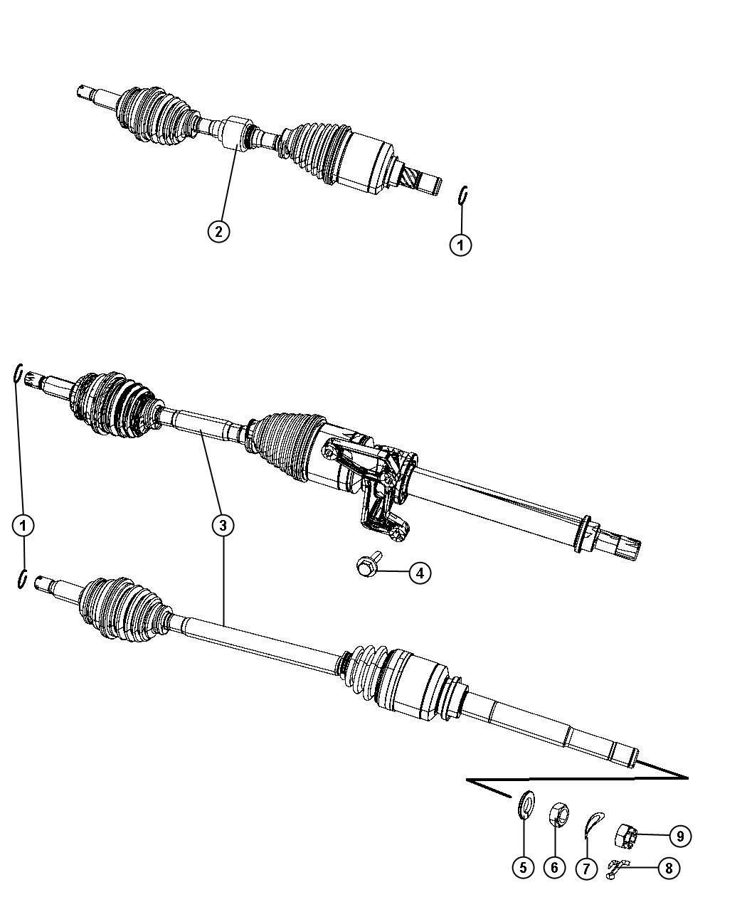 Diagram Axle Shafts,Front. for your 2005 Dodge Grand Caravan   